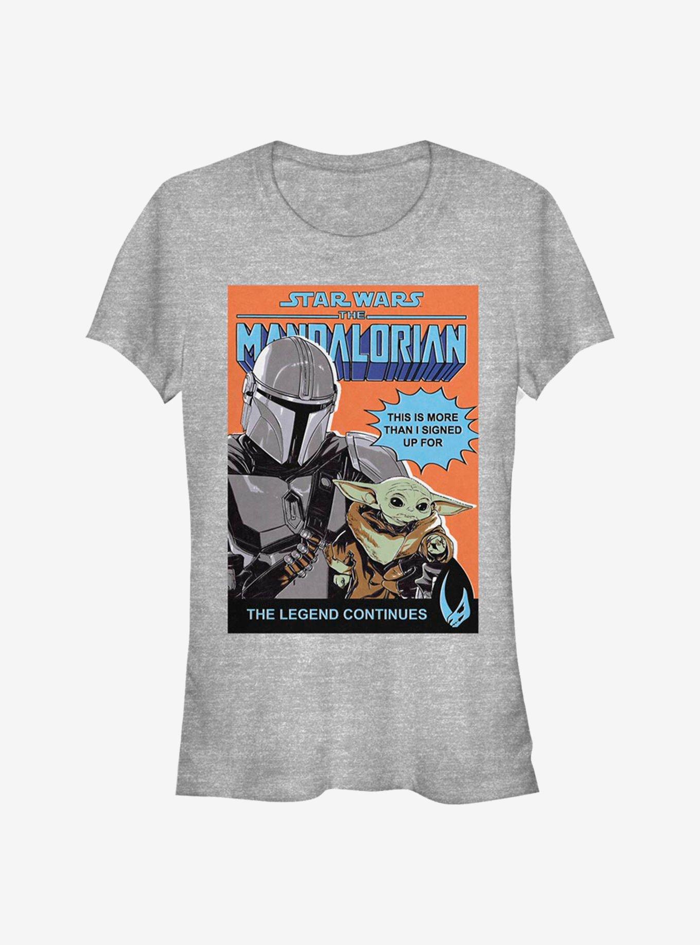 Star Wars The Mandalorian Signed Up For The Child Comic Poster Girls T-Shirt, ATH HTR, hi-res