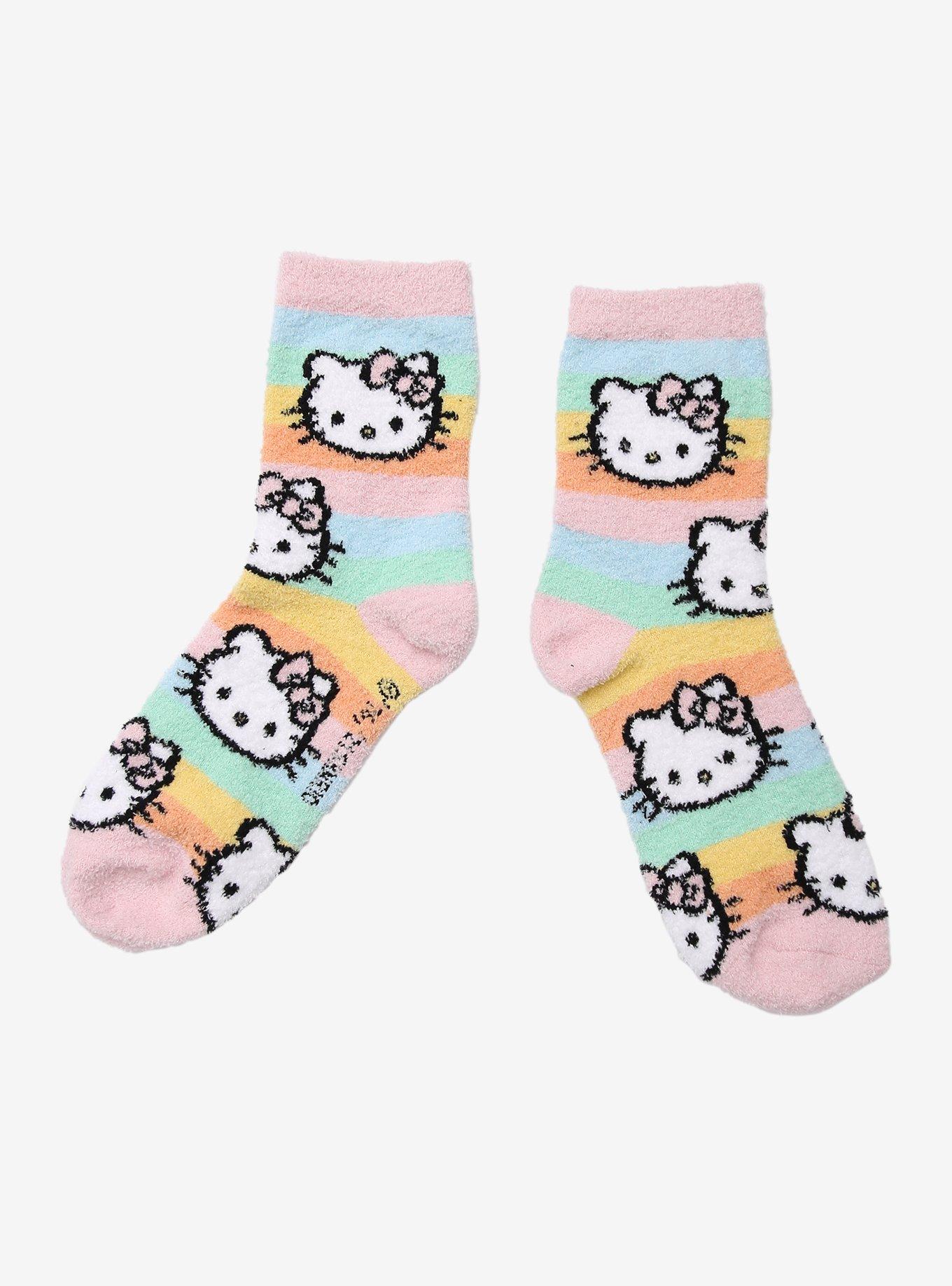 Hello Kitty Rainbow Stripe Cozy Crew Socks, , hi-res