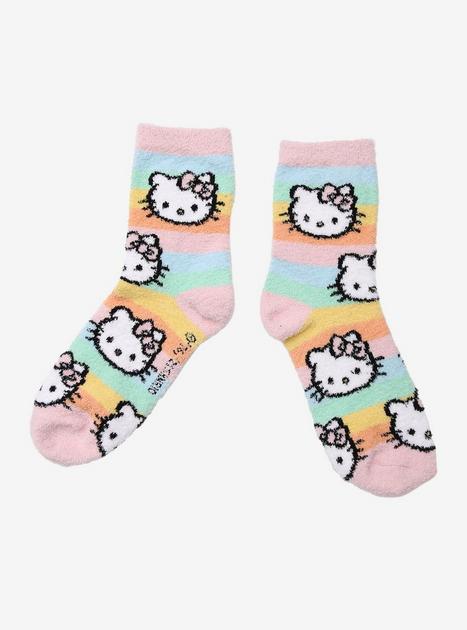 Hello Kitty Rainbow Stripe Cozy Crew Socks | Hot Topic