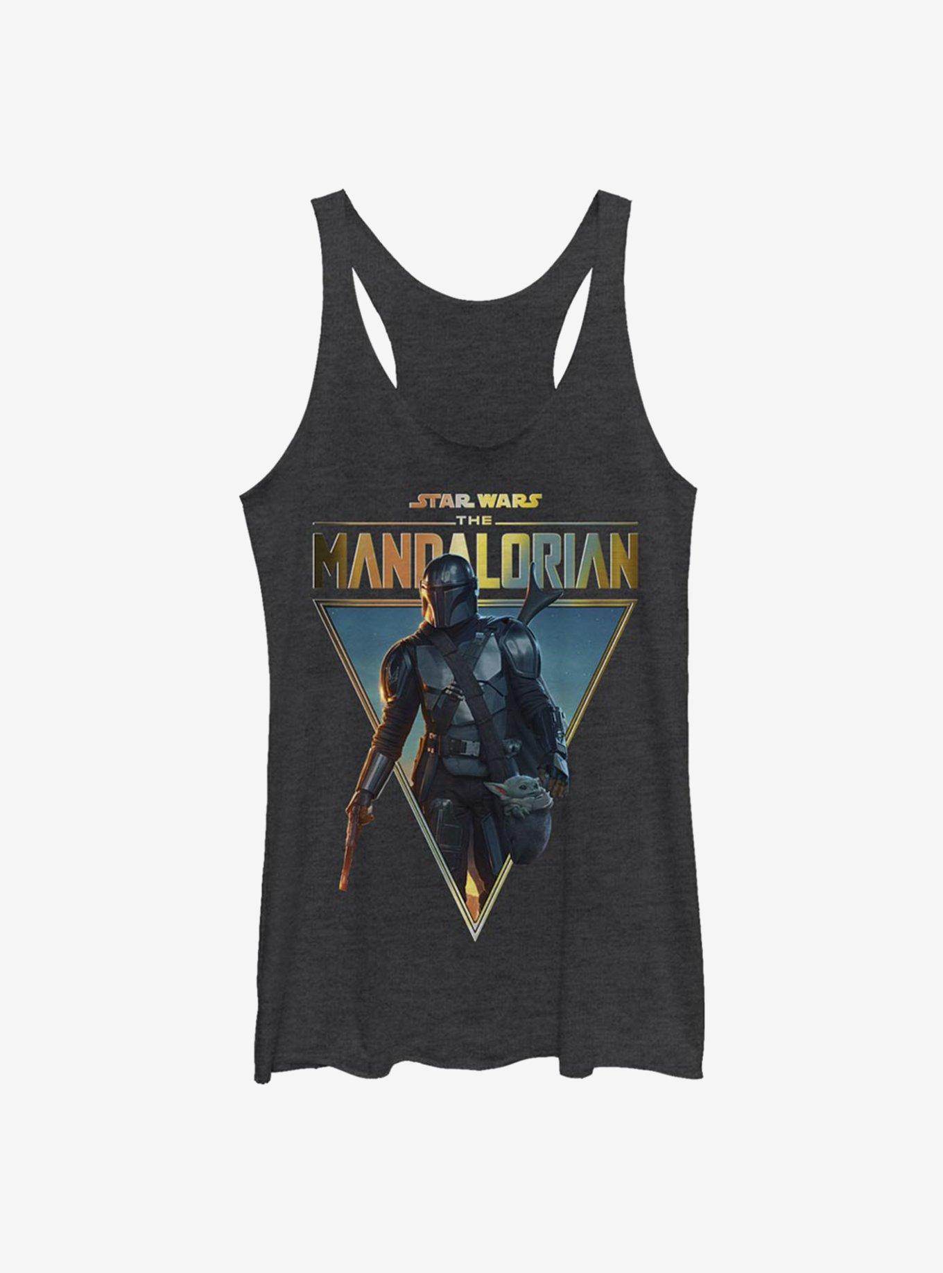 Star Wars The Mandalorian Mando And The Child Poster Girls Tank, BLK HTR, hi-res