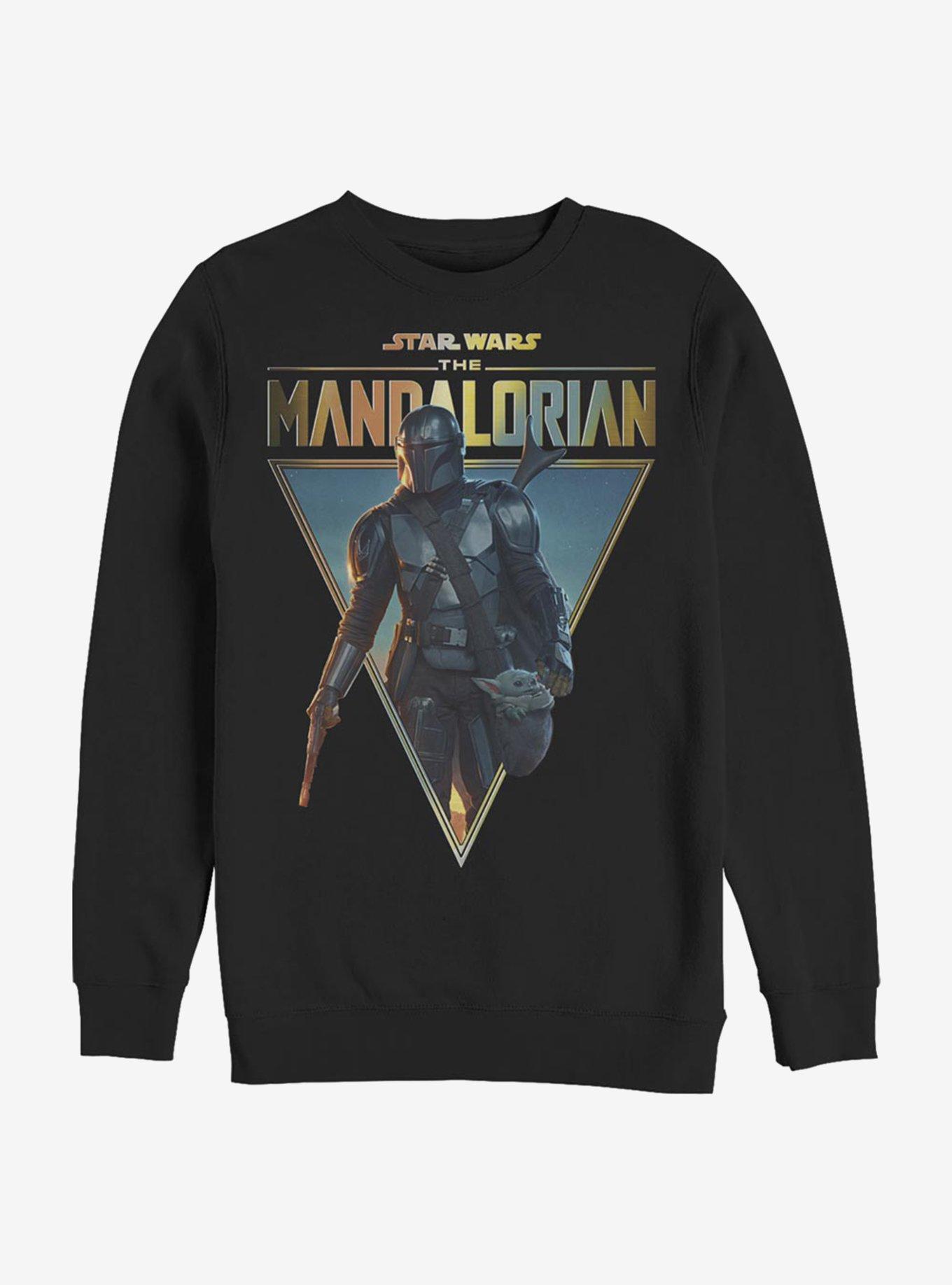 Star Wars The Mandalorian Mando And The Child Poster Crew Sweatshirt, BLACK, hi-res