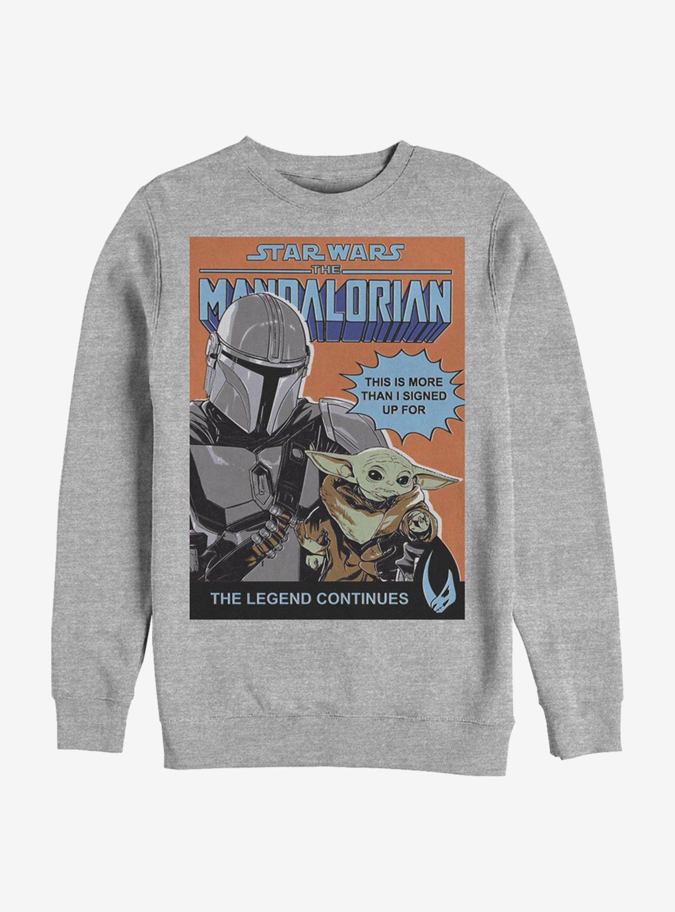 Star Wars The Mandalorian Signed Up For The Child Comic Poster Crew Sweatshirt, ATH HTR, hi-res