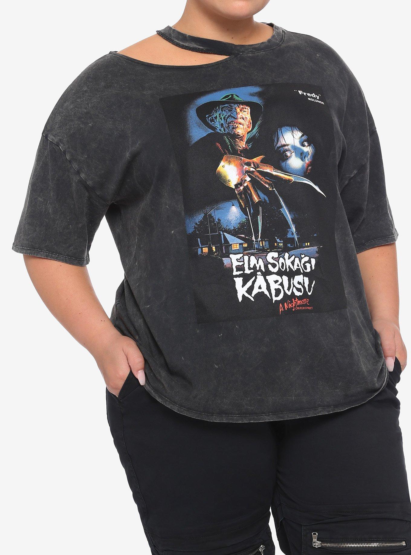 A Nightmare On Elm Street Freddy Asymmetrical Cutout Wash Girls Top Plus Size, MULTI, hi-res