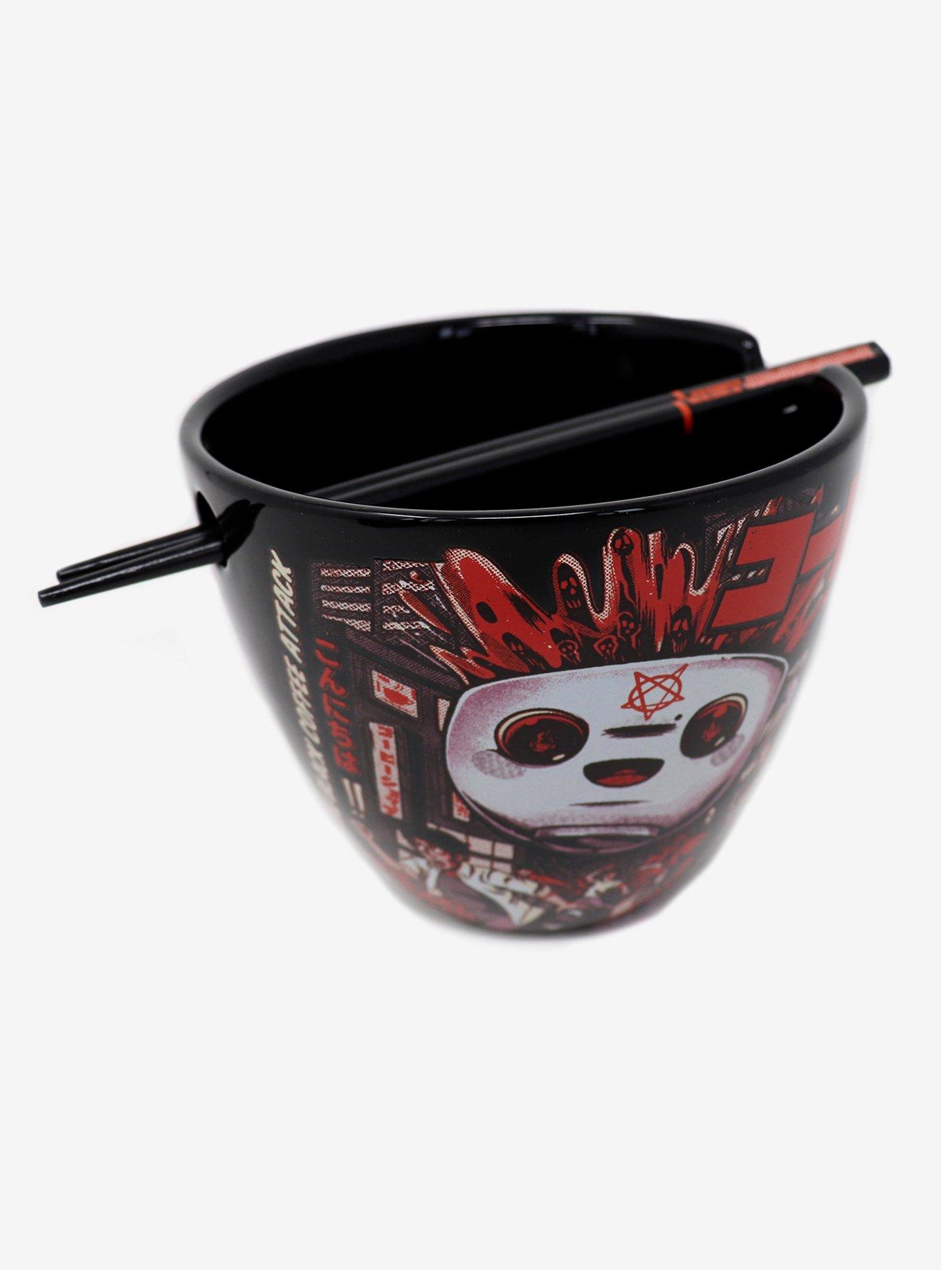The Black Coffee Attack Ramen Bowl With Chopsticks By Ilustrata, , hi-res