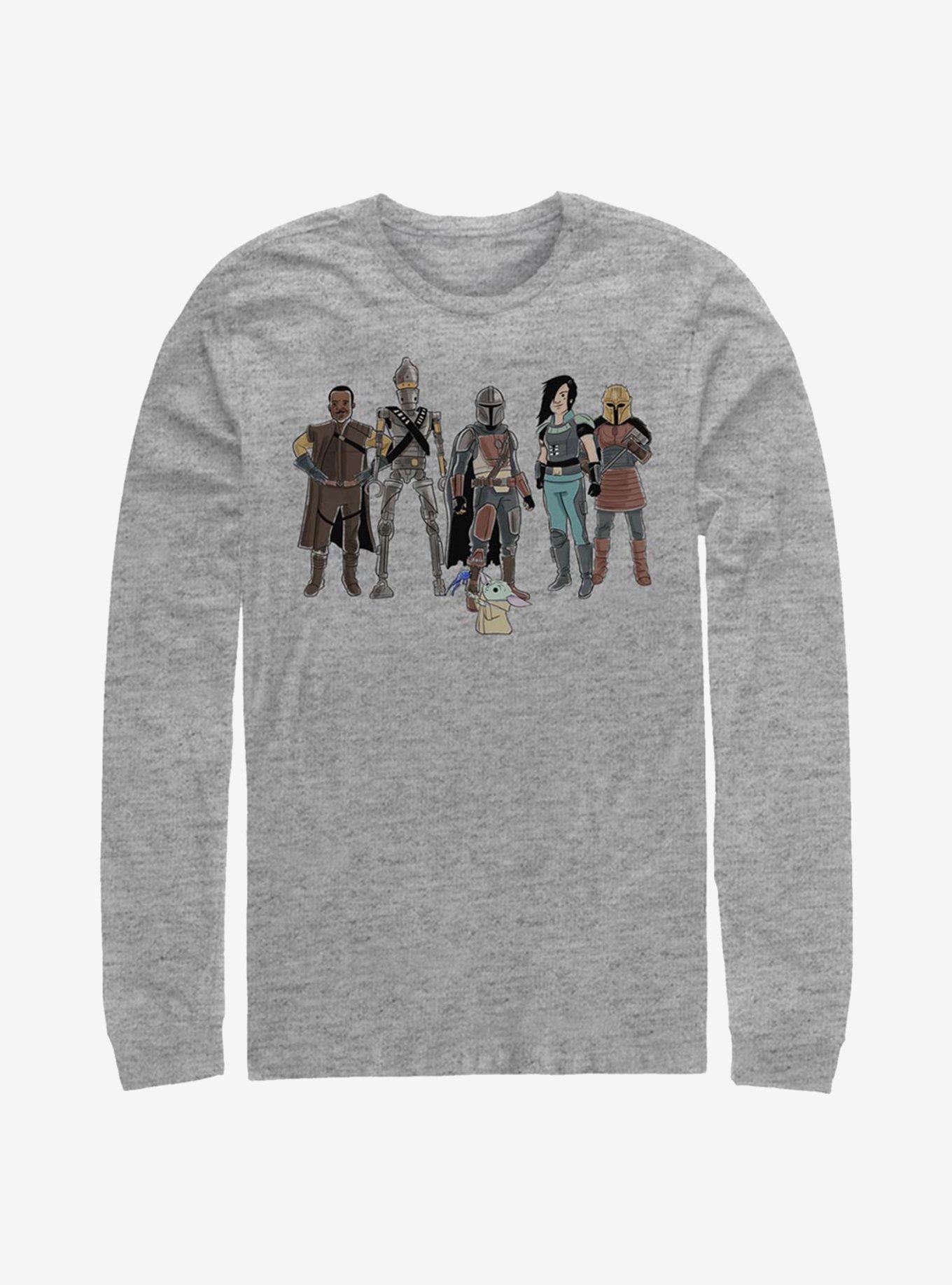 Star Wars The Mandalorian The Child And Friends Long-Sleeve T-Shirt, ATH HTR, hi-res