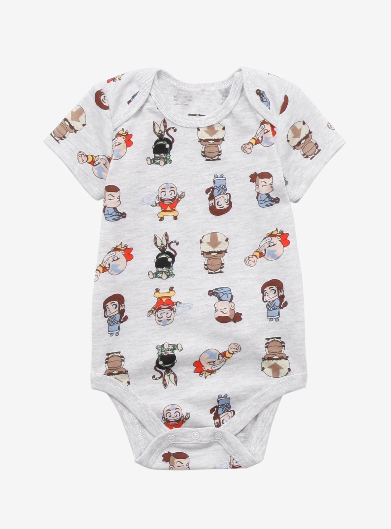 Avatar: The Last Airbender Chibi Characters Infant One-Piece - BoxLunch Exclusive, GREY HEATHER, hi-res