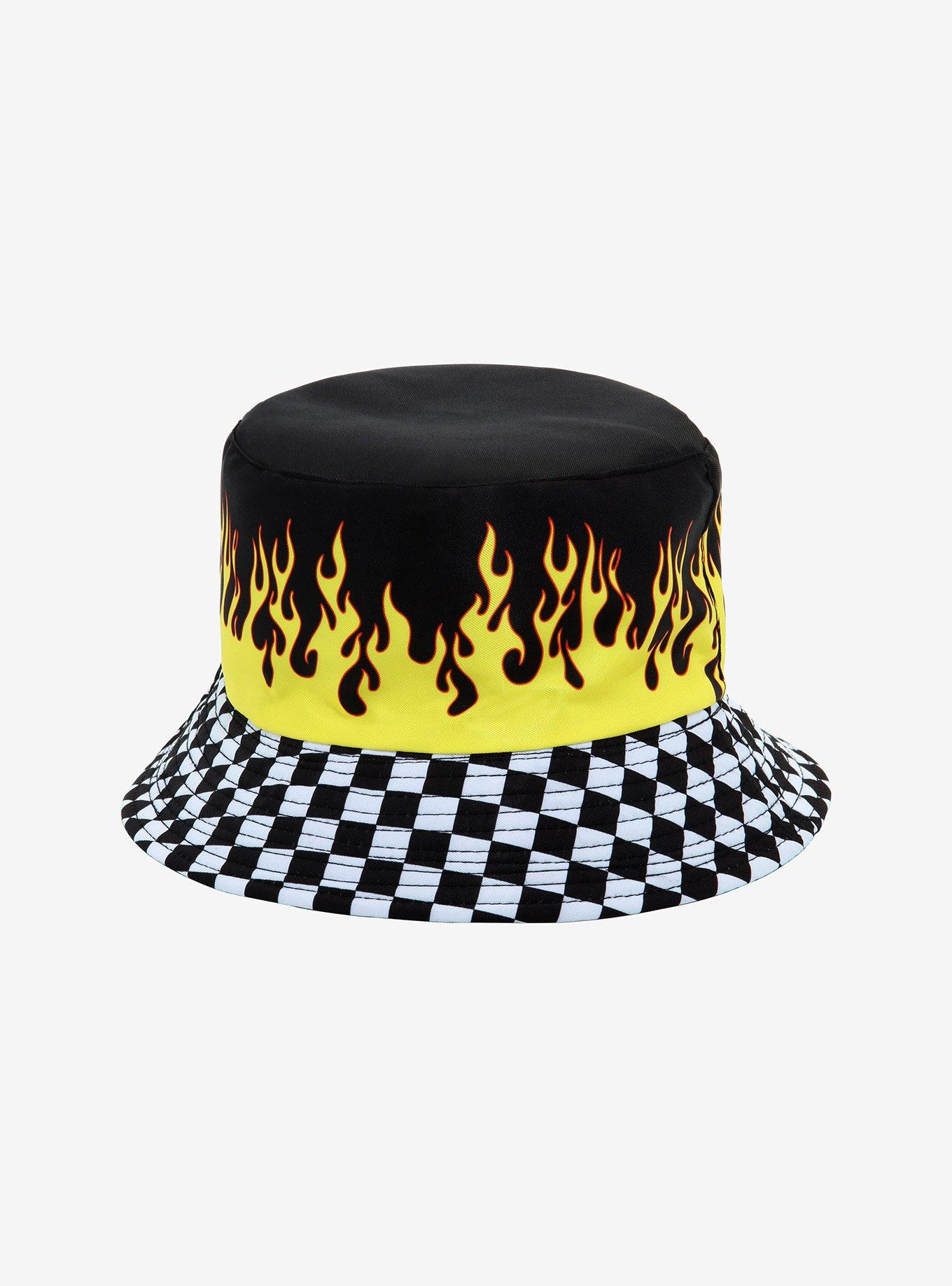 Checkered Flames Reversible Bucket Hat, , hi-res