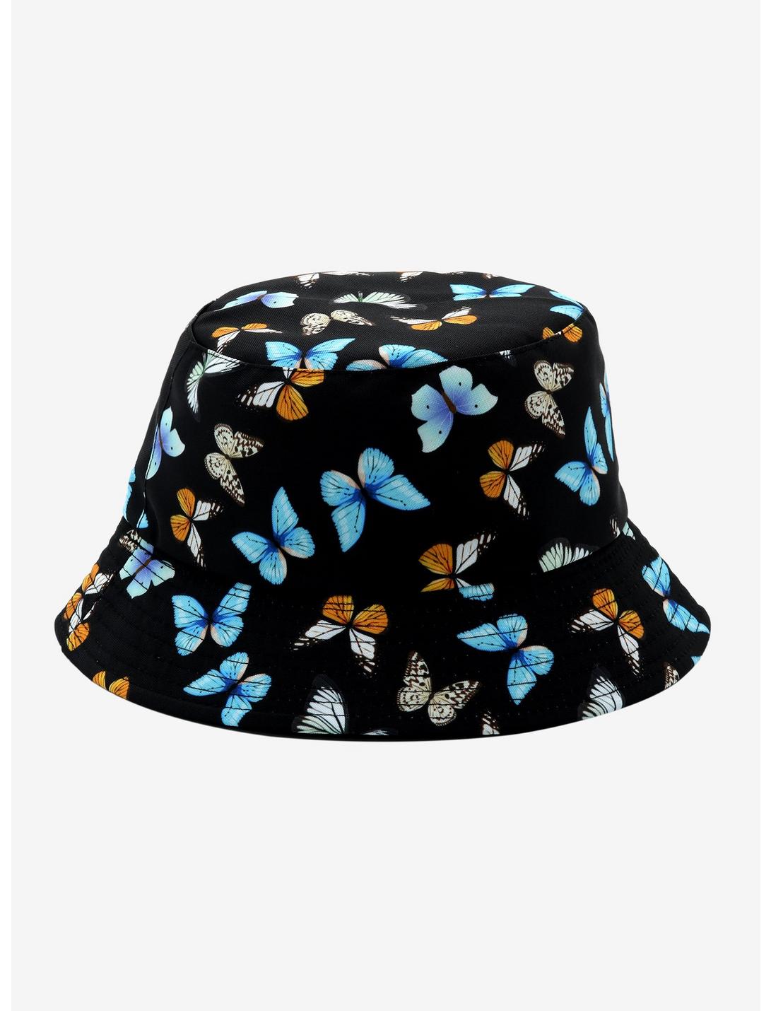 Black Butterfly Reversible Bucket Hat, , hi-res