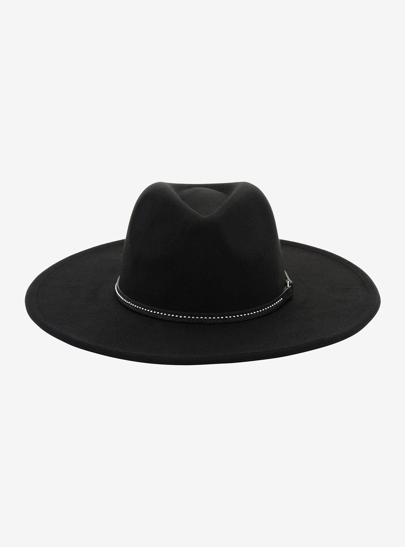 Black Stud Wide Brim Fedora, , hi-res
