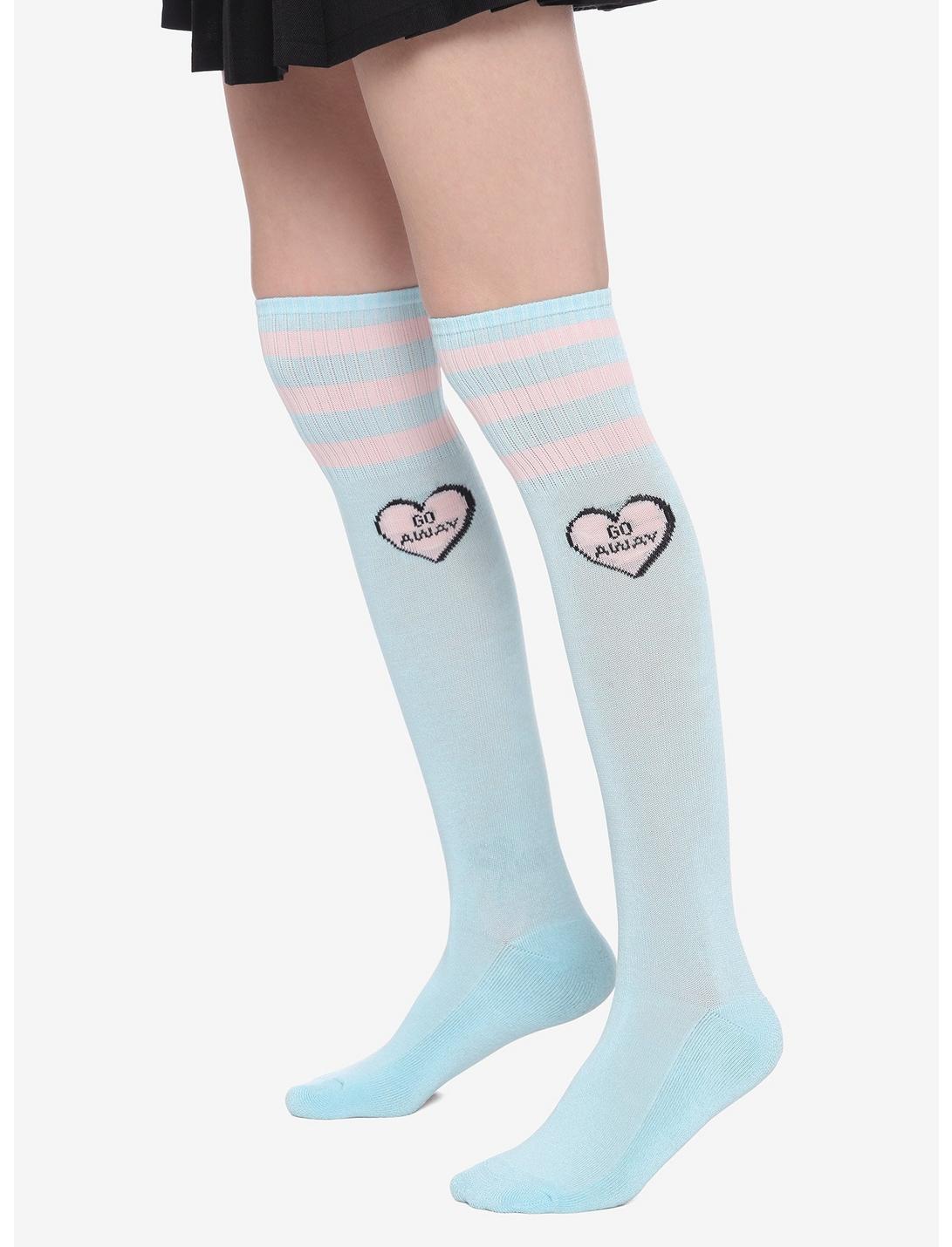 Go Away Heart Varsity Stripe Knee-High Socks, , hi-res