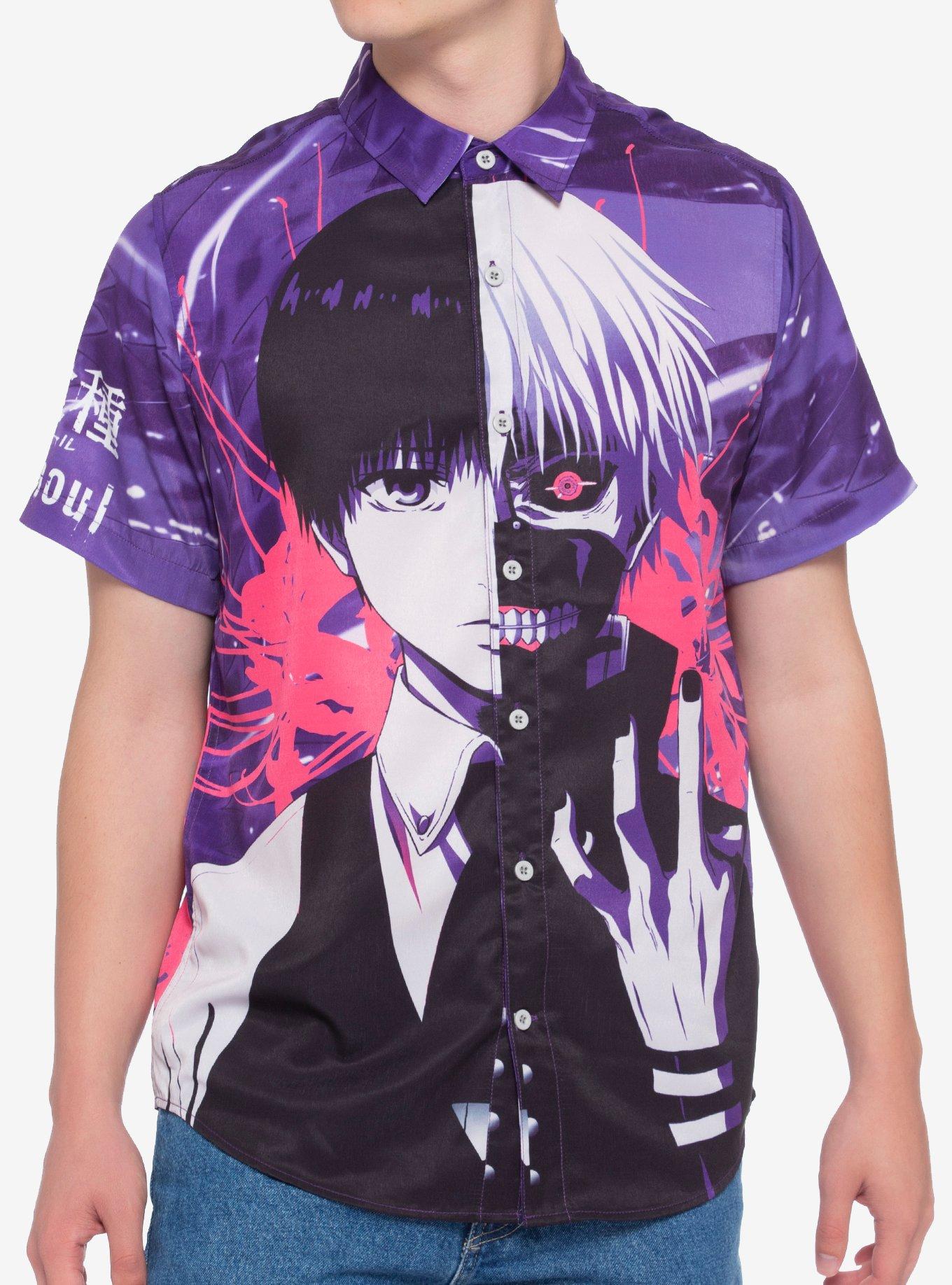 Tokyo Ghoul Split Kaneki Woven Button-Up, MULTI, hi-res