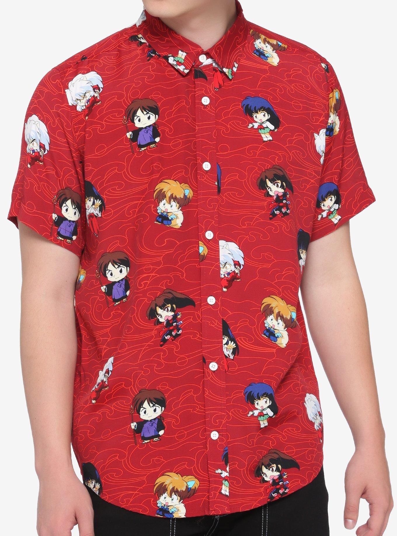 InuYasha Chibi Toss Woven Button-Up, MULTI, hi-res