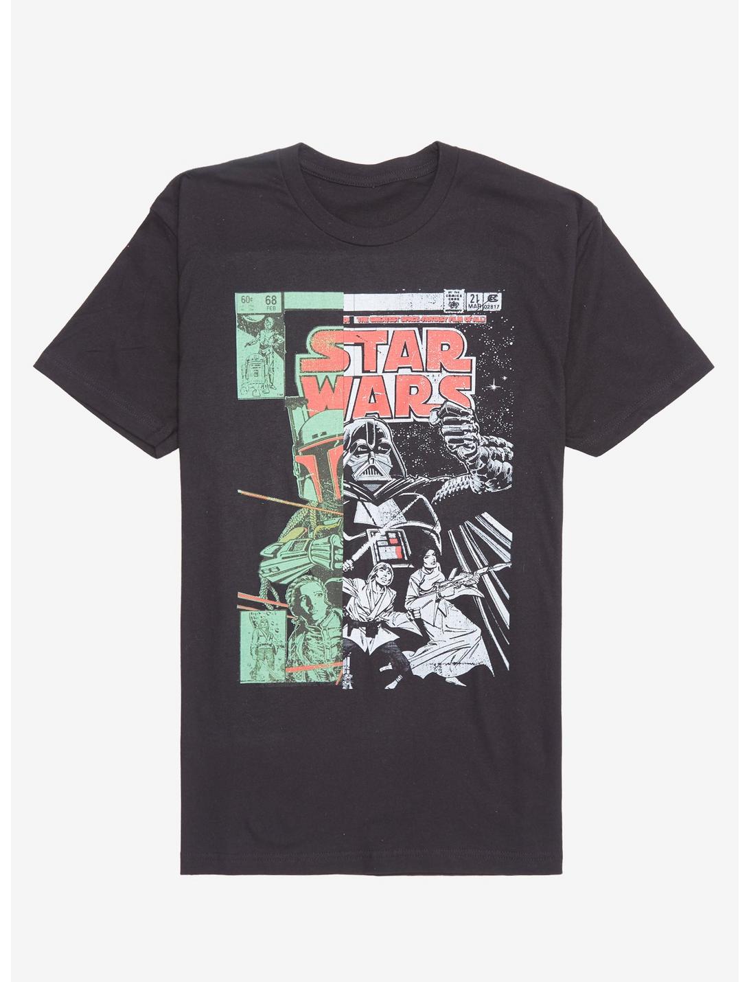 Star Wars Boba Fett & Darth Vader Comic Book Cover T-Shirt, BLACK, hi-res