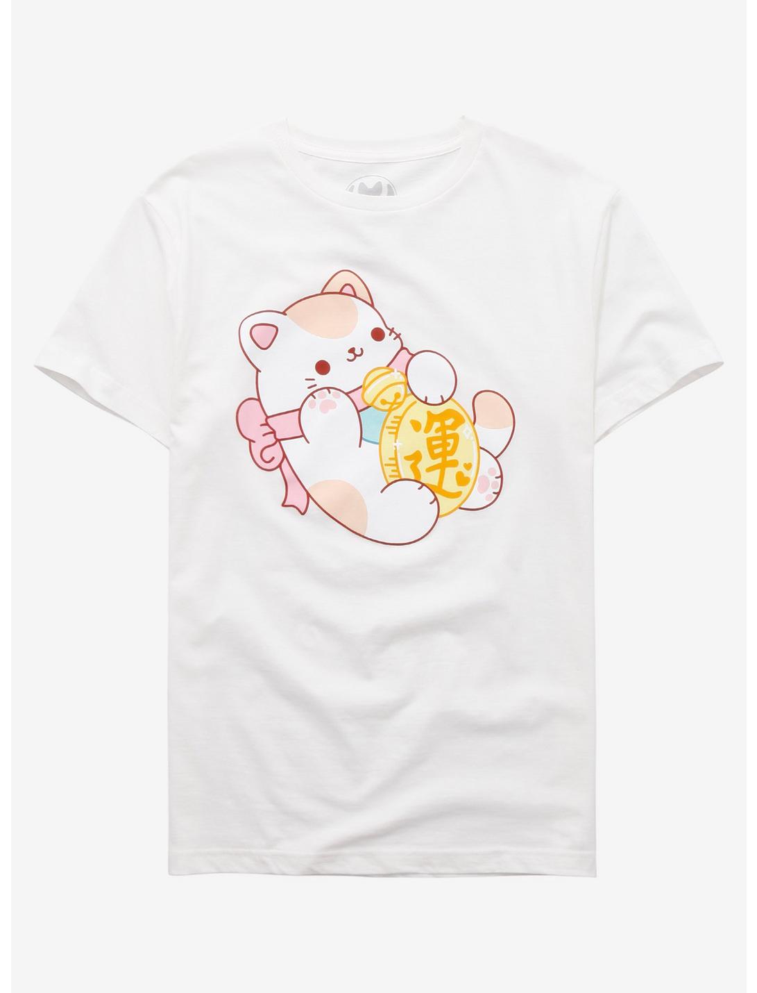 Lucky Cat Boyfriend Fit Girls T-Shirt By Bright Bat Design, MULTI, hi-res