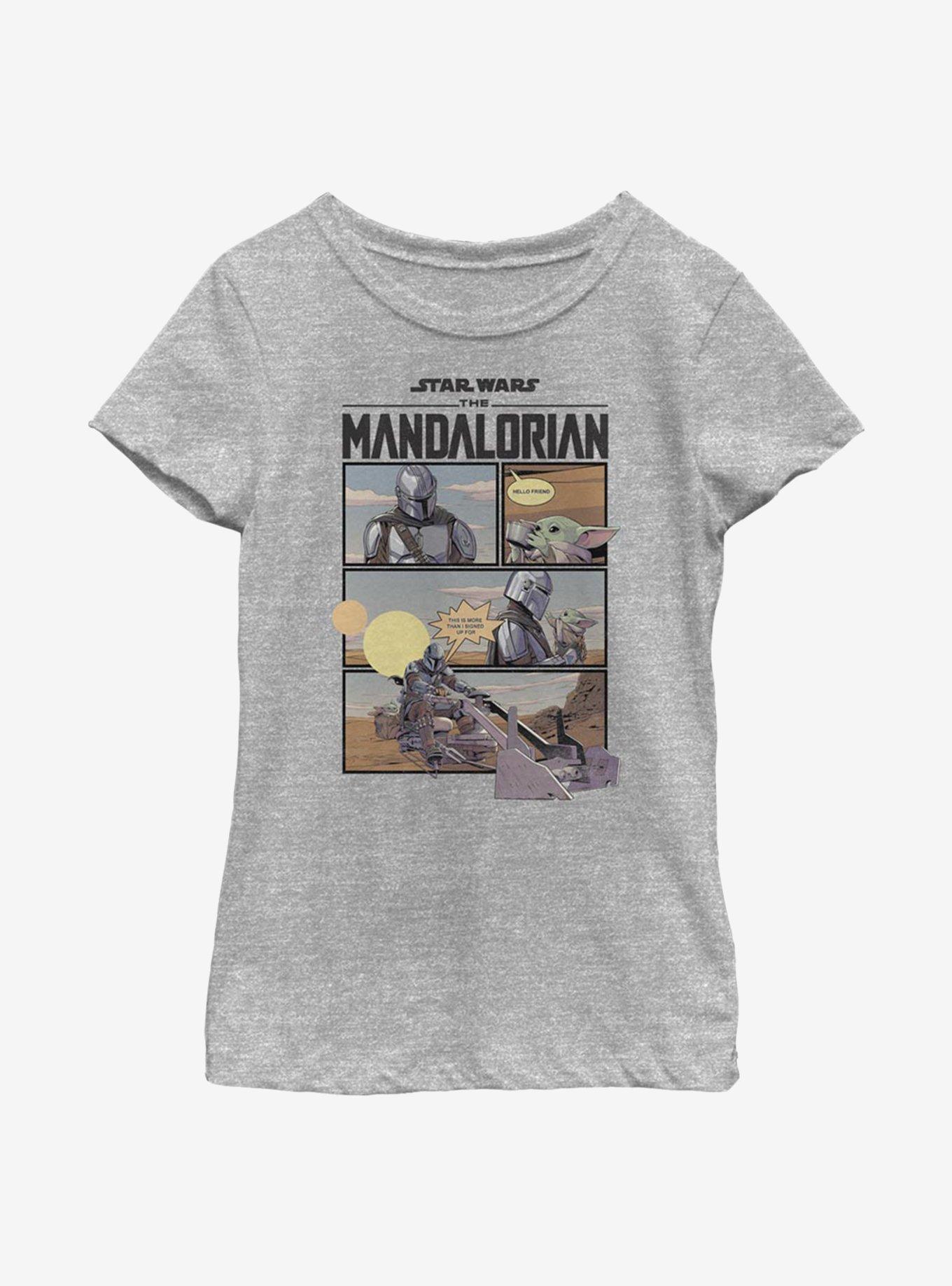 Star Wars The Mandalorian Mando Comic Youth Girls T-Shirt, ATH HTR, hi-res