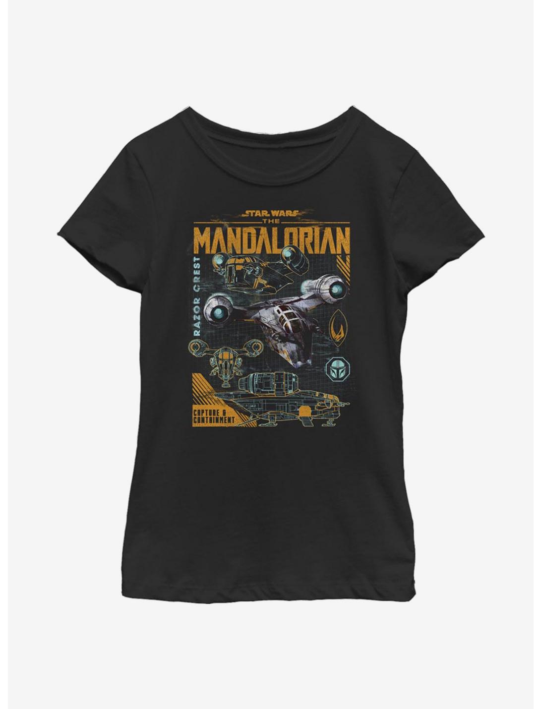 Star Wars The Mandalorian Razor Line Youth Girls T-Shirt, BLACK, hi-res