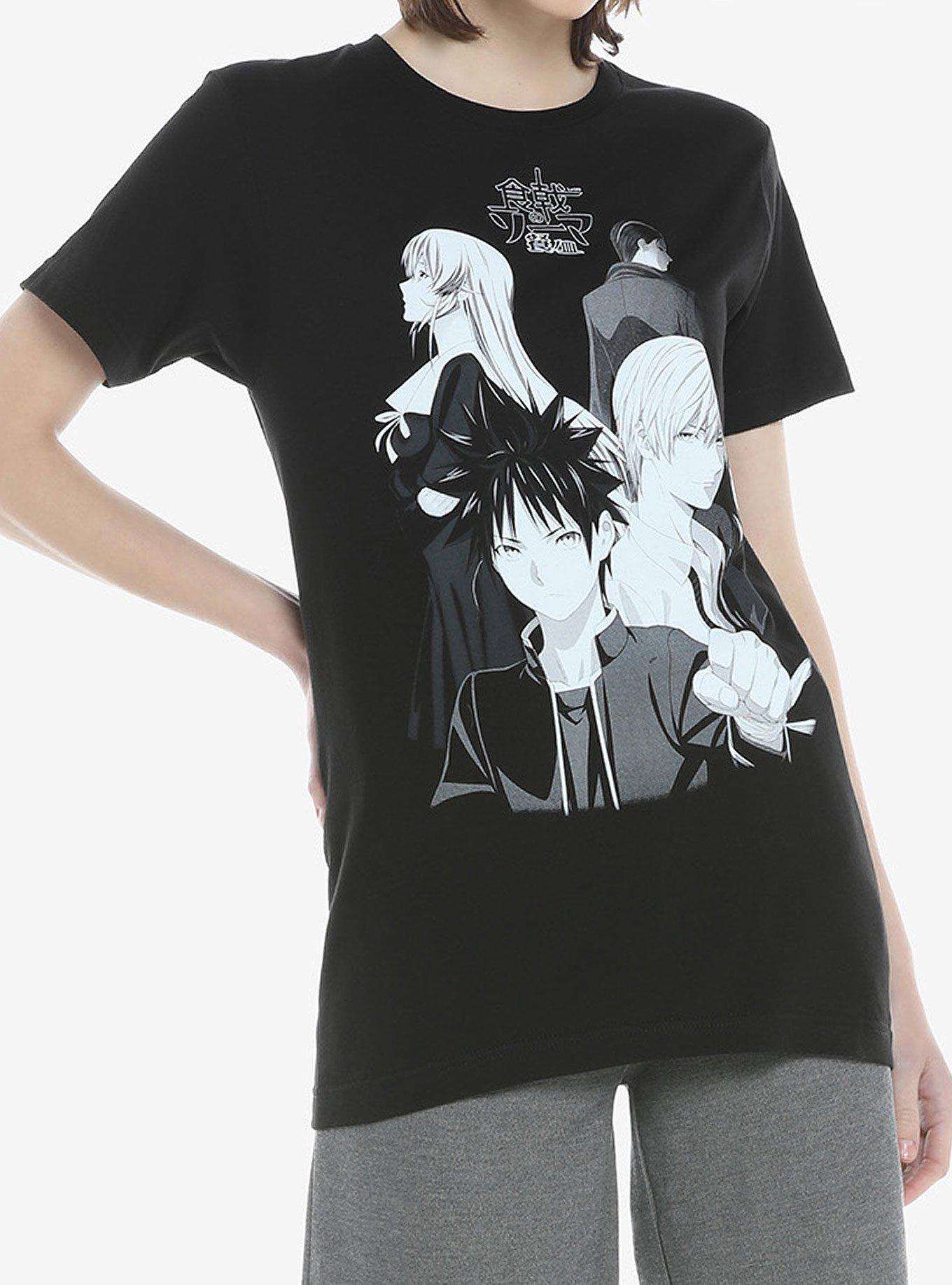 Food Wars!: Shokugeki No Soma Black & White Group Boyfriend Fit Girls T-Shirt, MULTI, hi-res