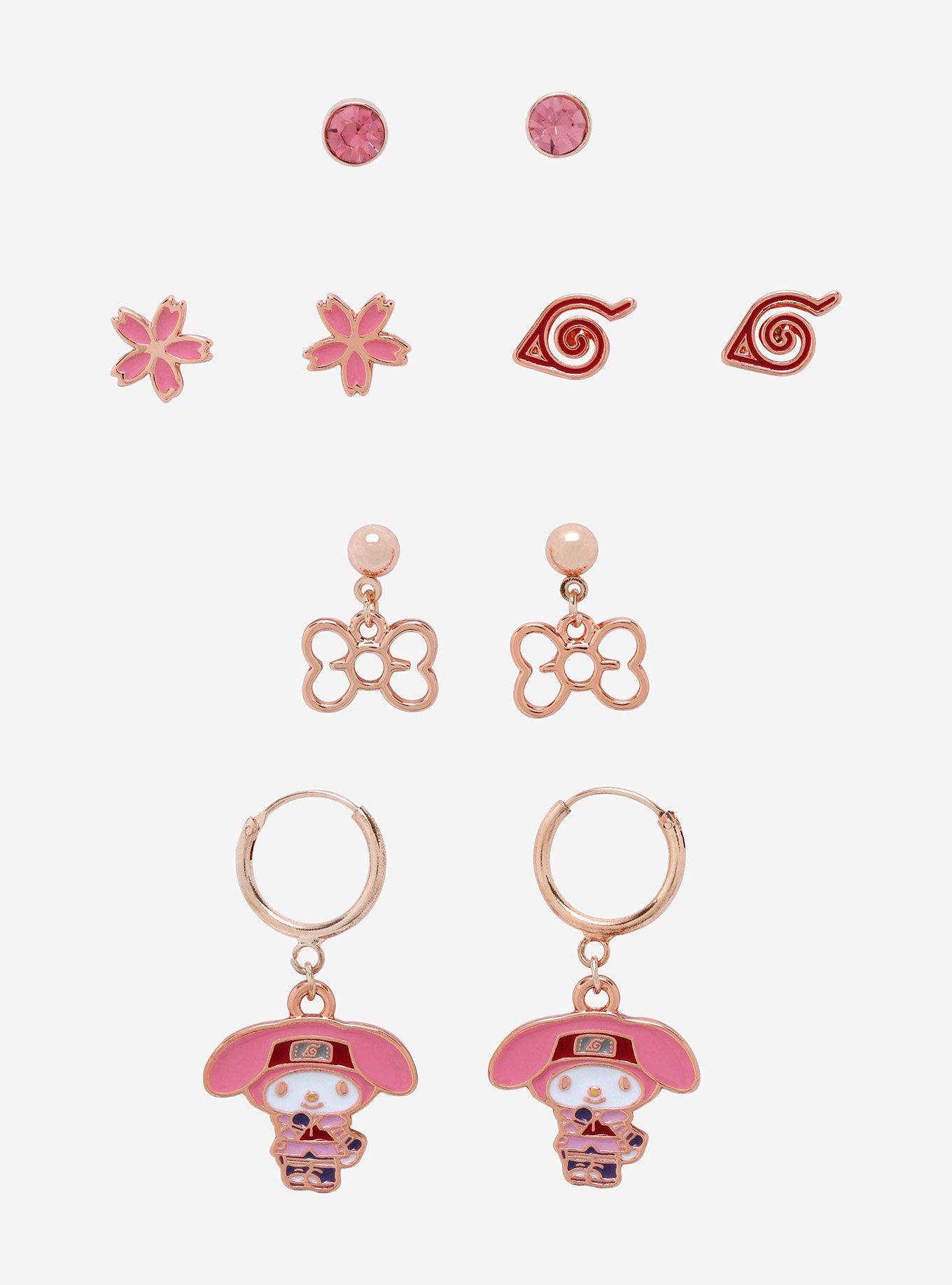 Naruto Shippuden X Hello Kitty And Friends My Melody Icon Earring Set, , hi-res view 1