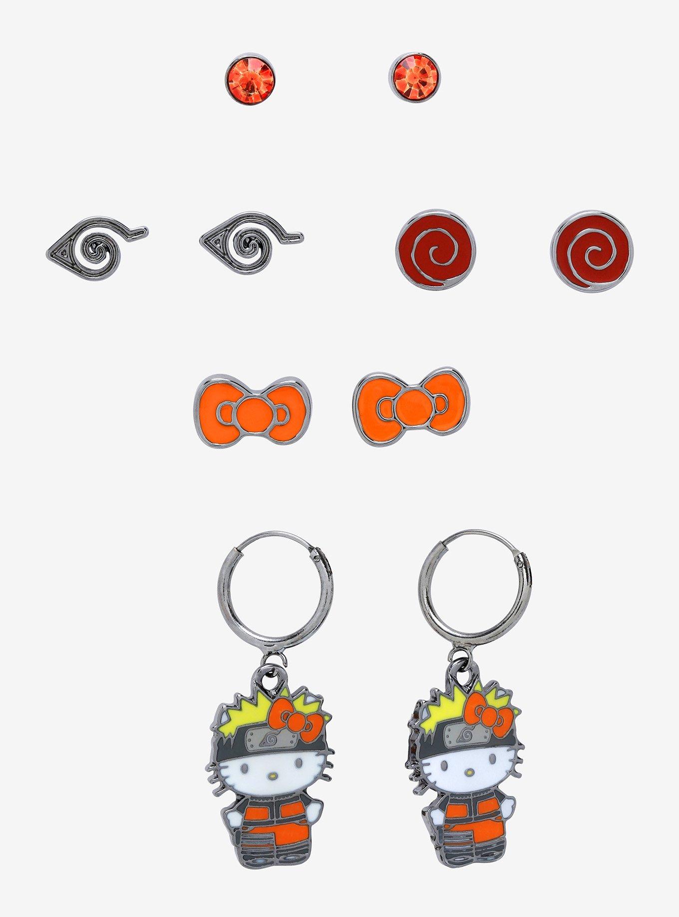 Naruto Shippuden X Hello Kitty And Friends Hello Kitty Naruto Icon Earring Set, , hi-res