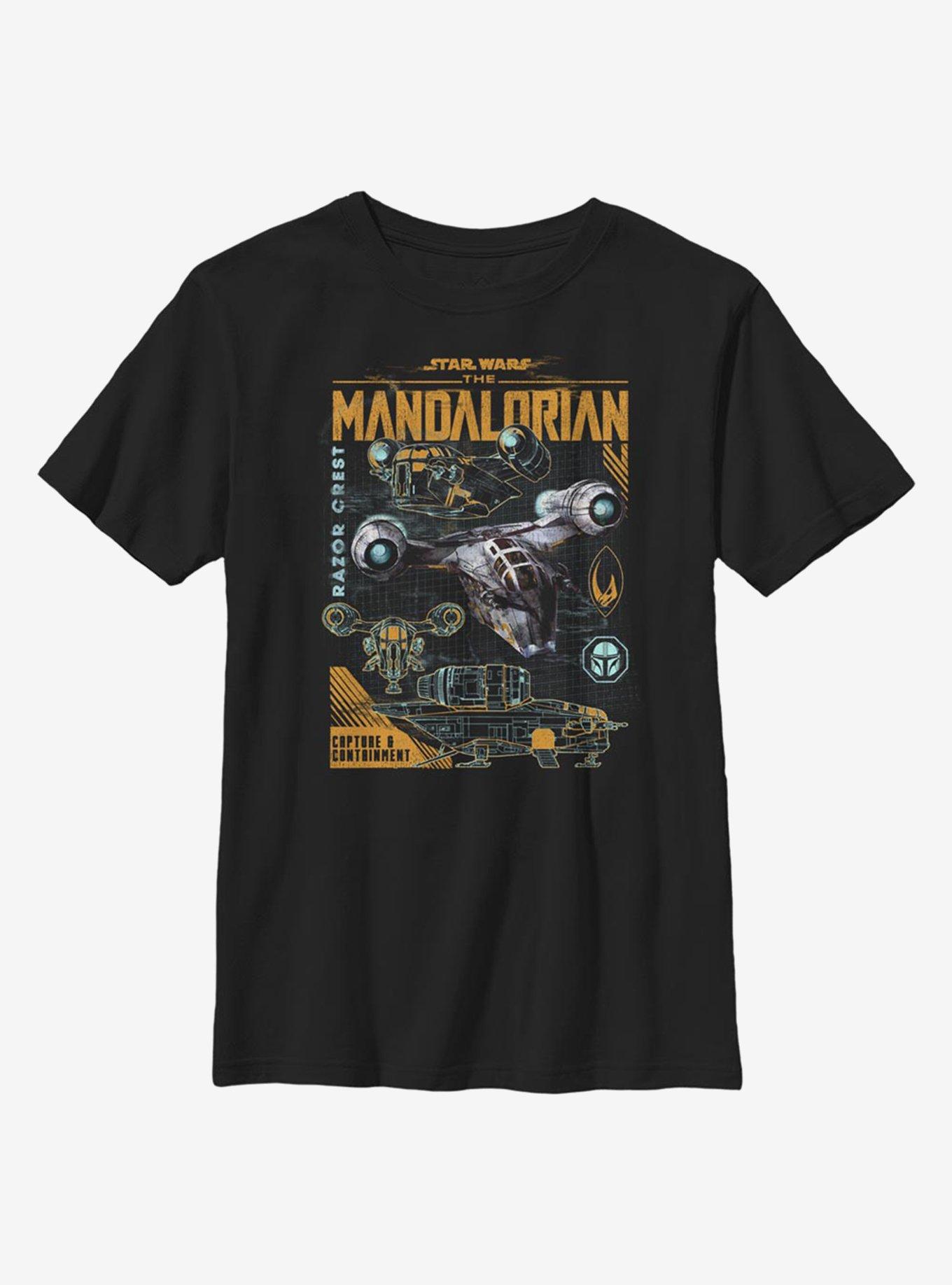 Star Wars The Mandalorian Razor Line Youth T-Shirt, BLACK, hi-res view 1