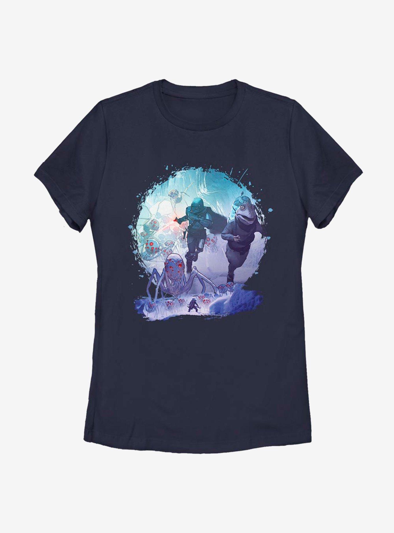 Star Wars The Mandalorian Season 2 Spider Attack Womens T-Shirt, NAVY, hi-res view 1