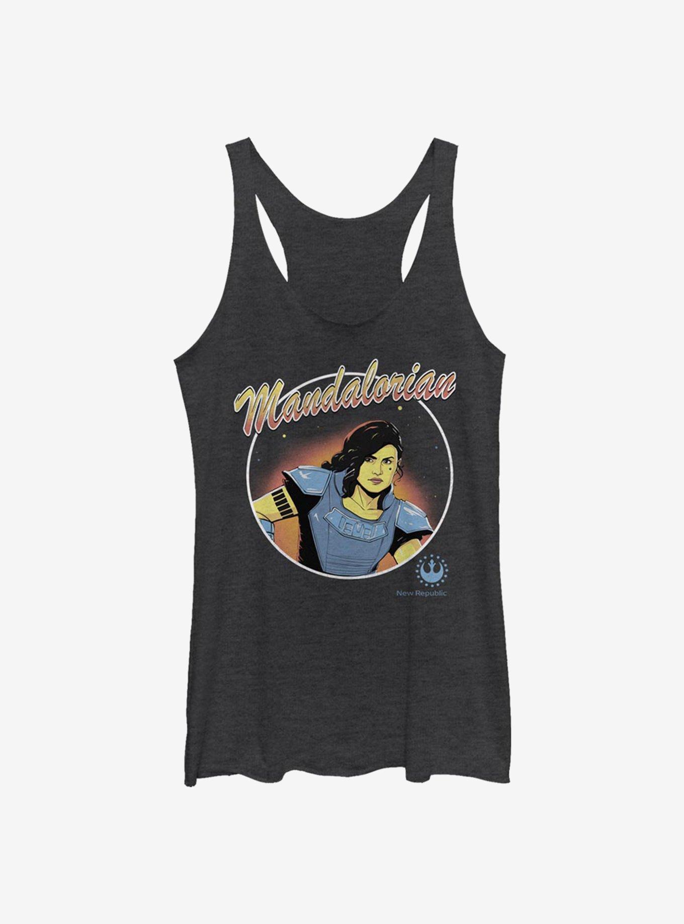 Star Wars The Mandalorian Cara Dune Circle Womens Tank Top, BLK HTR, hi-res