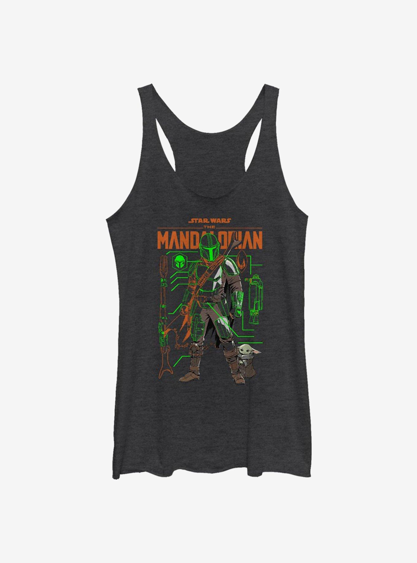 Star Wars The Mandalorian Schemed Up Womens Tank Top, BLK HTR, hi-res view 1