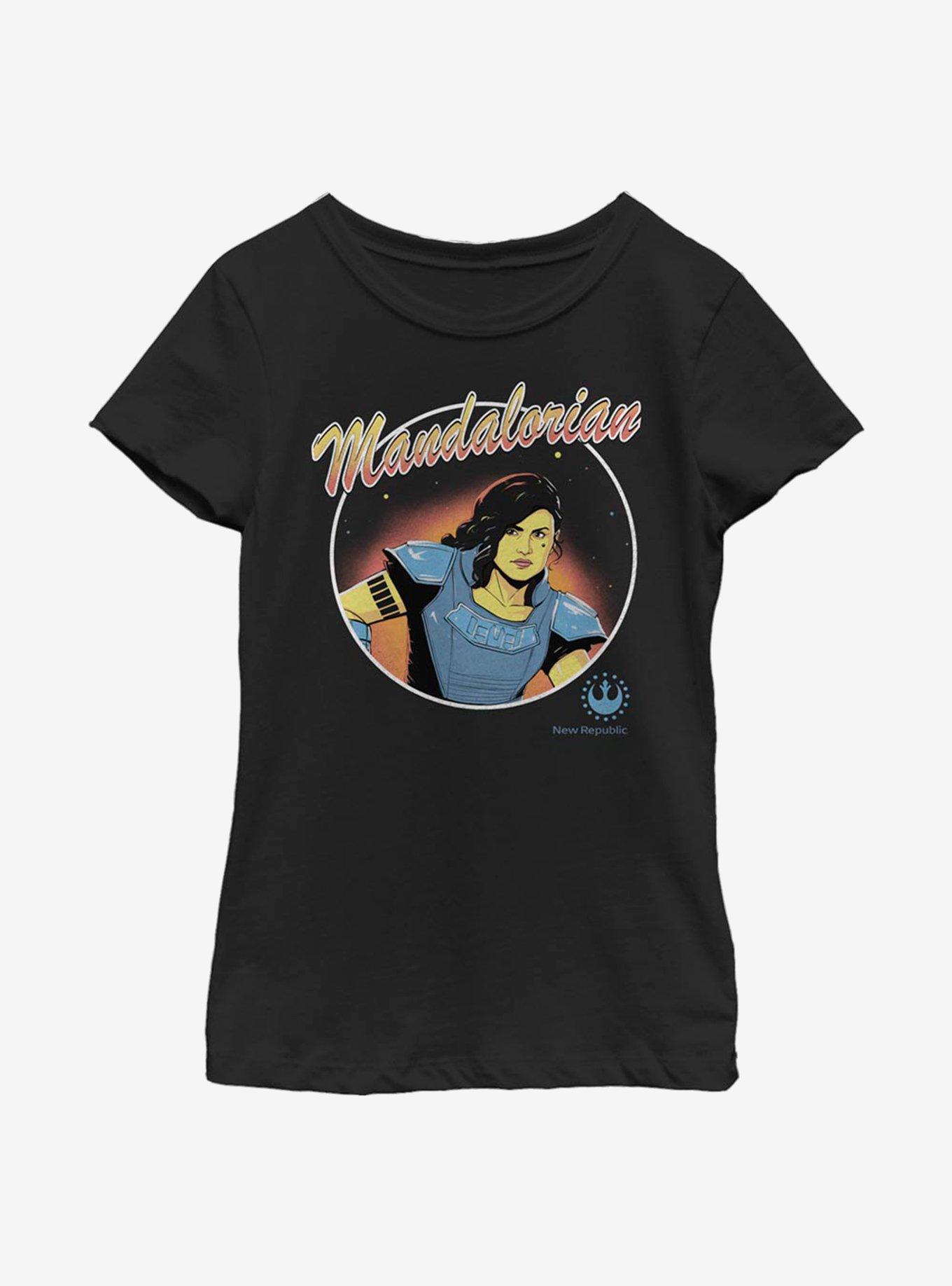 Star Wars The Mandalorian Cara Dune Circle Youth Girls T-Shirt, BLACK, hi-res view 1