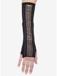 Black Lace-Up Arm Warmers, , hi-res