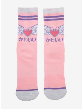 Kawaii Pastel Heart Wings Crew Socks, , hi-res