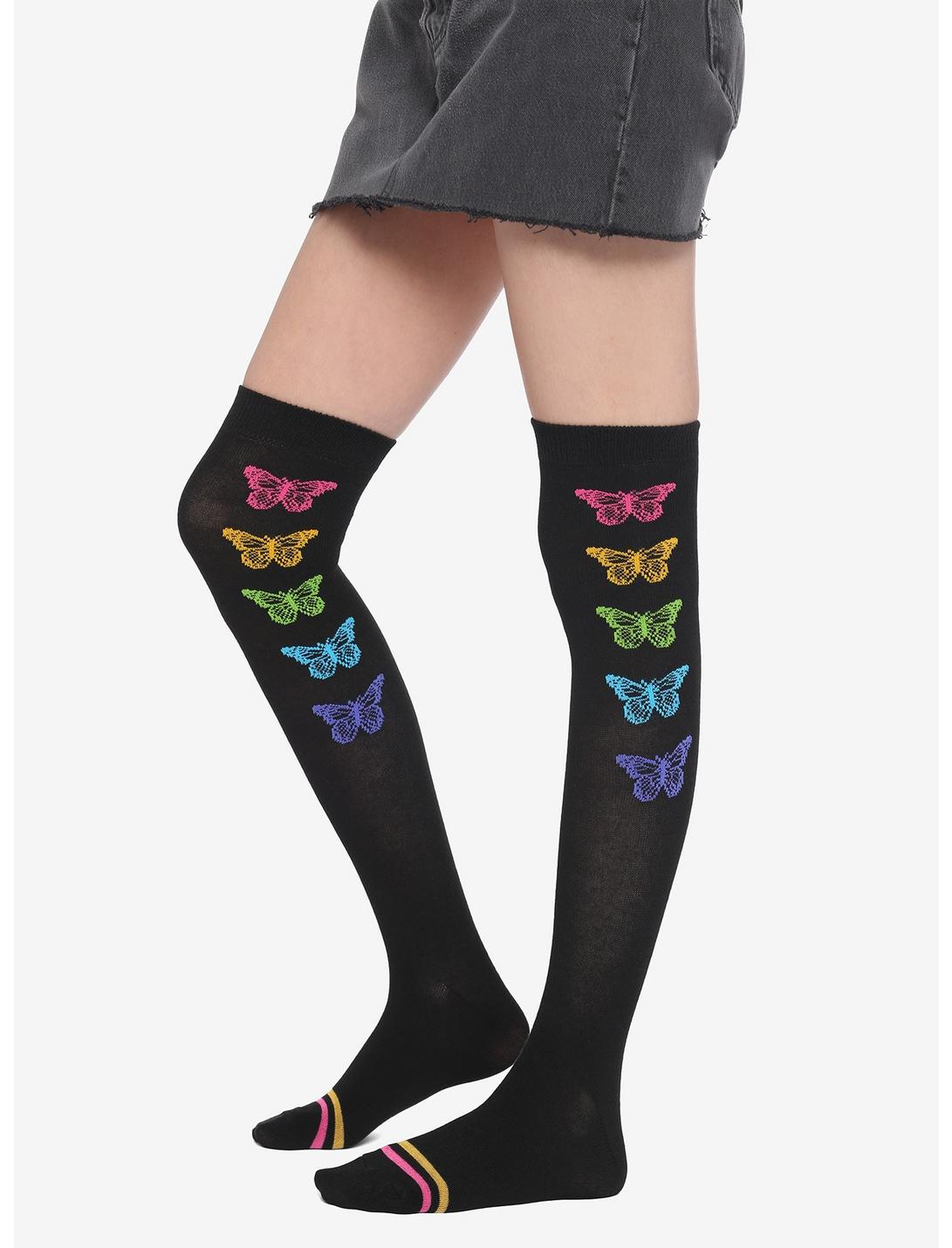 Rainbow Butterfly Knee-High Socks, , hi-res