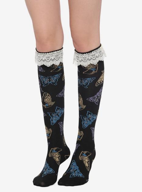 Butterfly Lace Thigh-High Socks | Hot Topic