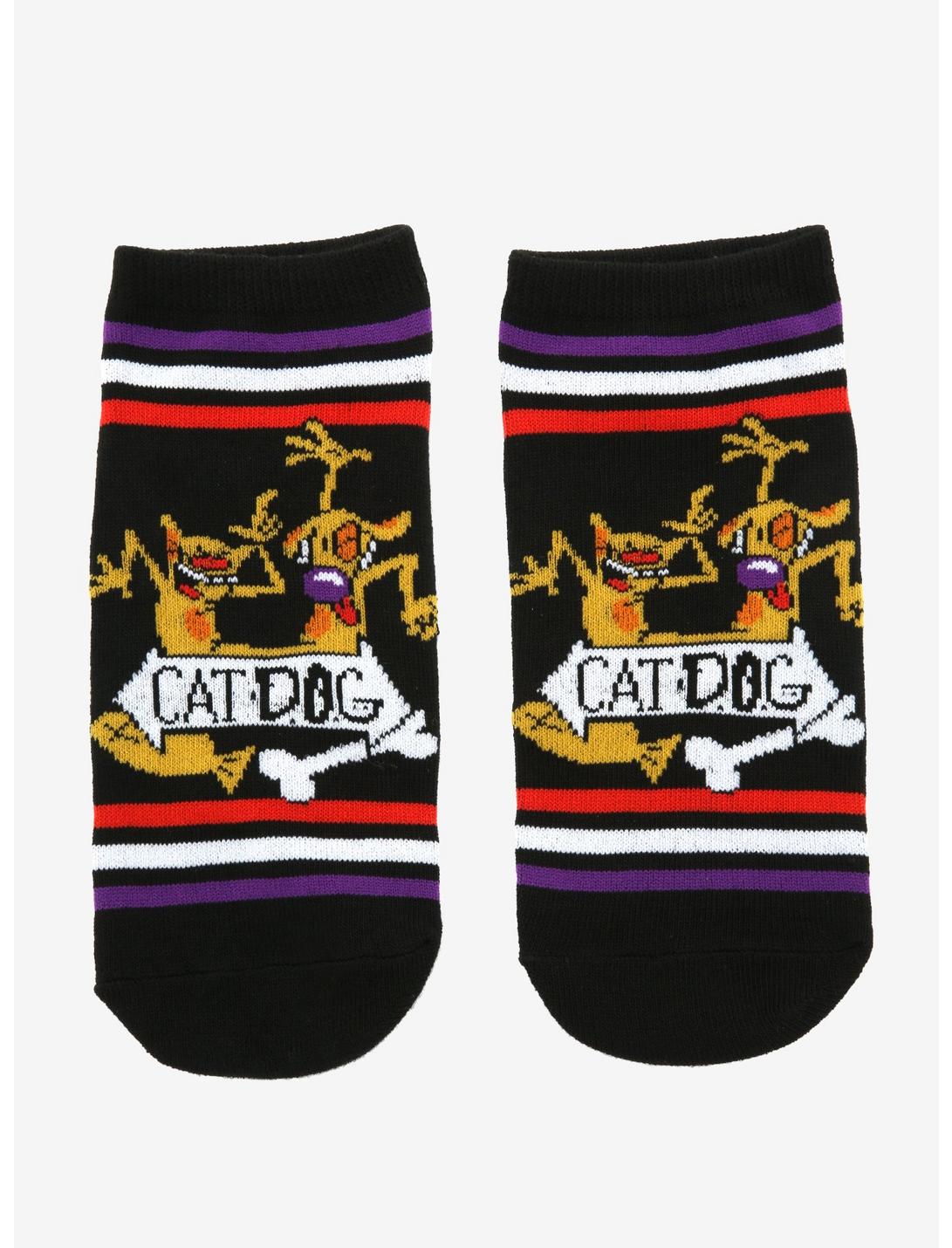 CatDog Stripe No-Show Socks, , hi-res