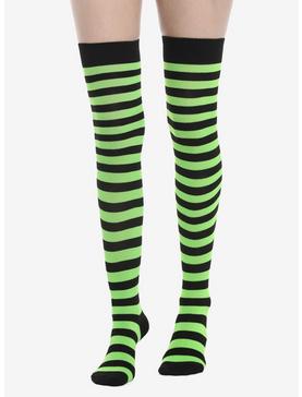 Green & Black Stripe Thigh Highs, , hi-res