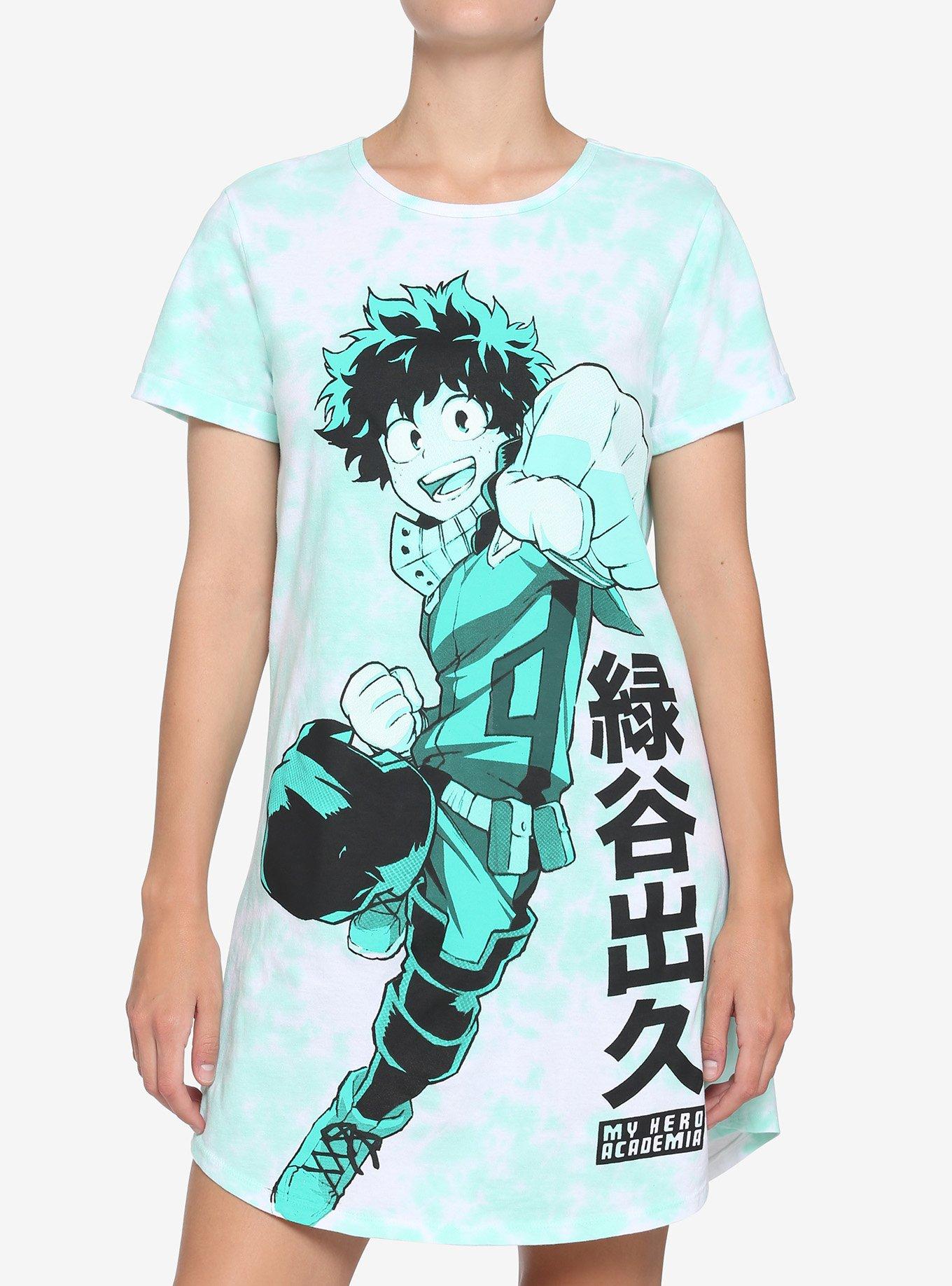 My Hero Academia Deku Punch Tie-Dye T-Shirt Dress, GREEN, hi-res