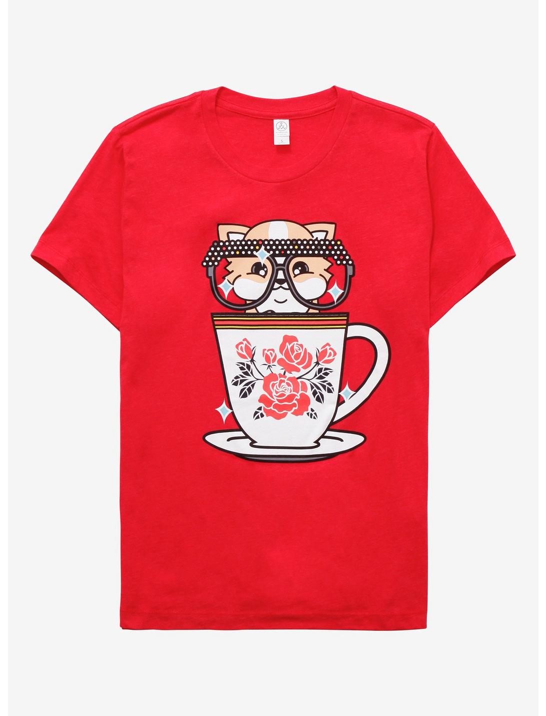 Corgi in a Teacup Women's T-Shirt - BoxLunch Exclusive, RED HEATHER, hi-res