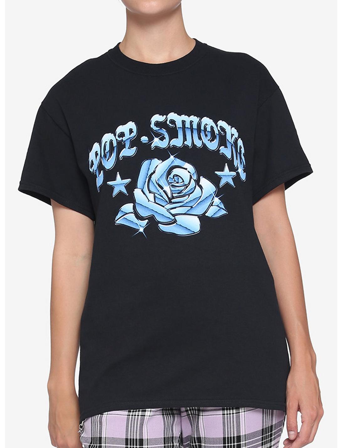 Pop Smoke Chrome Flower Oversized Girls T-Shirt, BLACK, hi-res