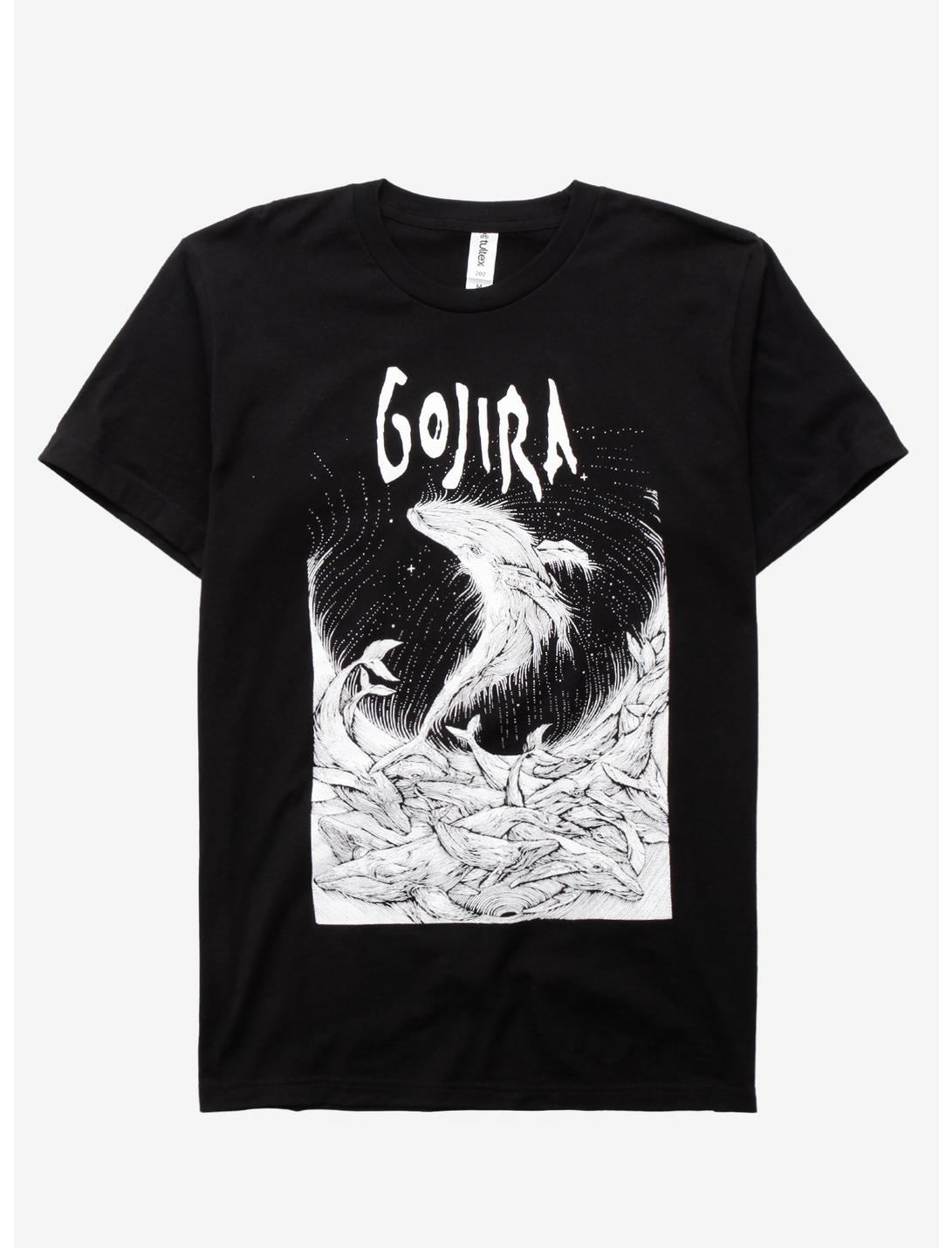 Gojira Woodblock Whales T-Shirt, BLACK, hi-res