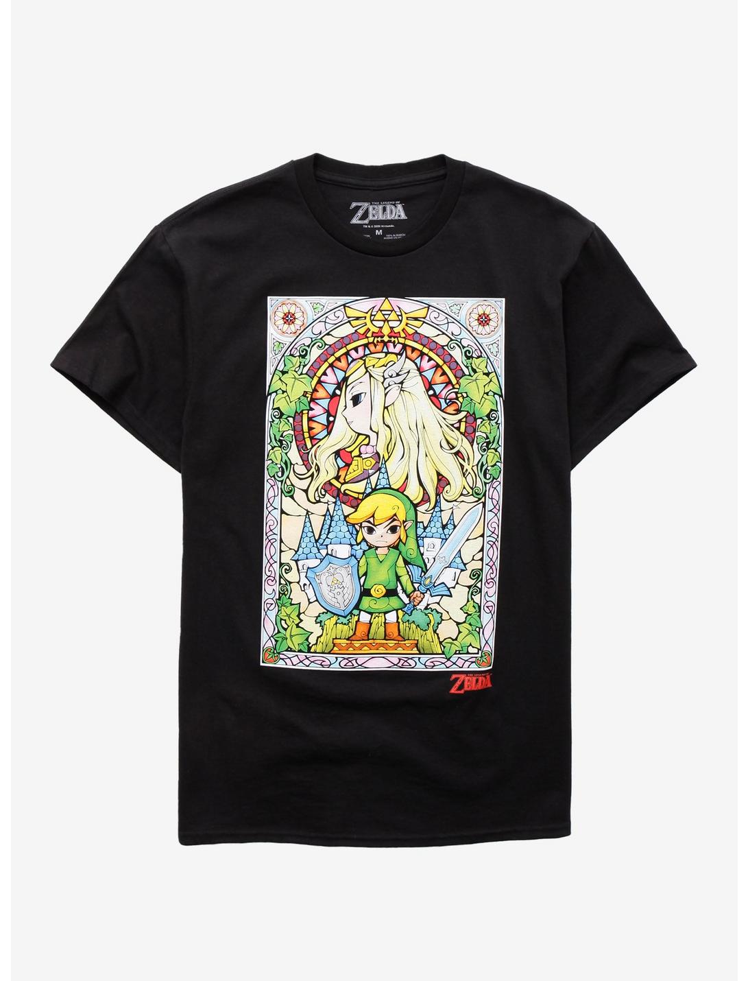 The Legend Of Zelda Stained Glass T-Shirt, BLACK, hi-res