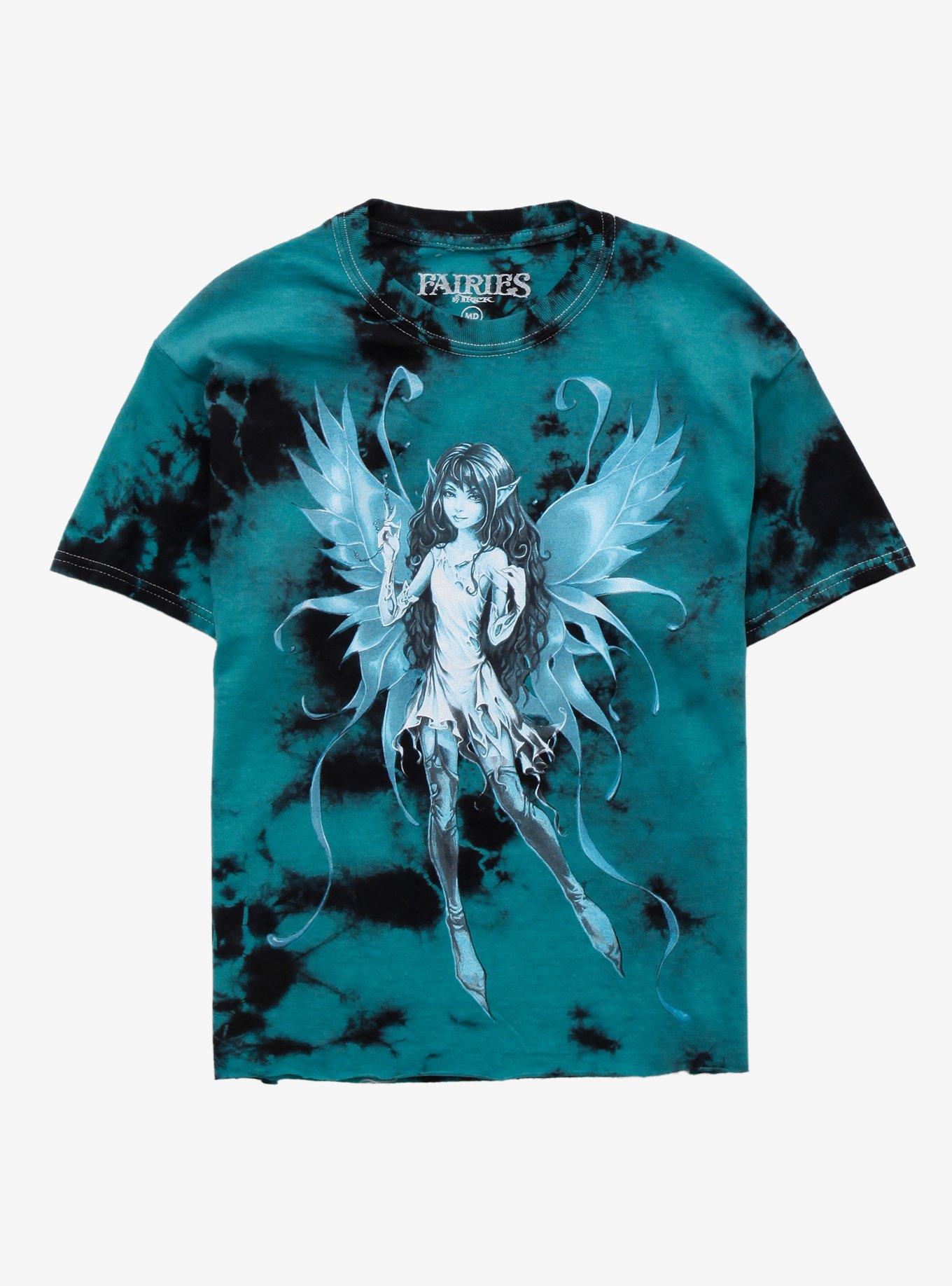 Fairies By Trick Green & Black Tie-Dye Girls Crop T-Shirt, MULTI, hi-res