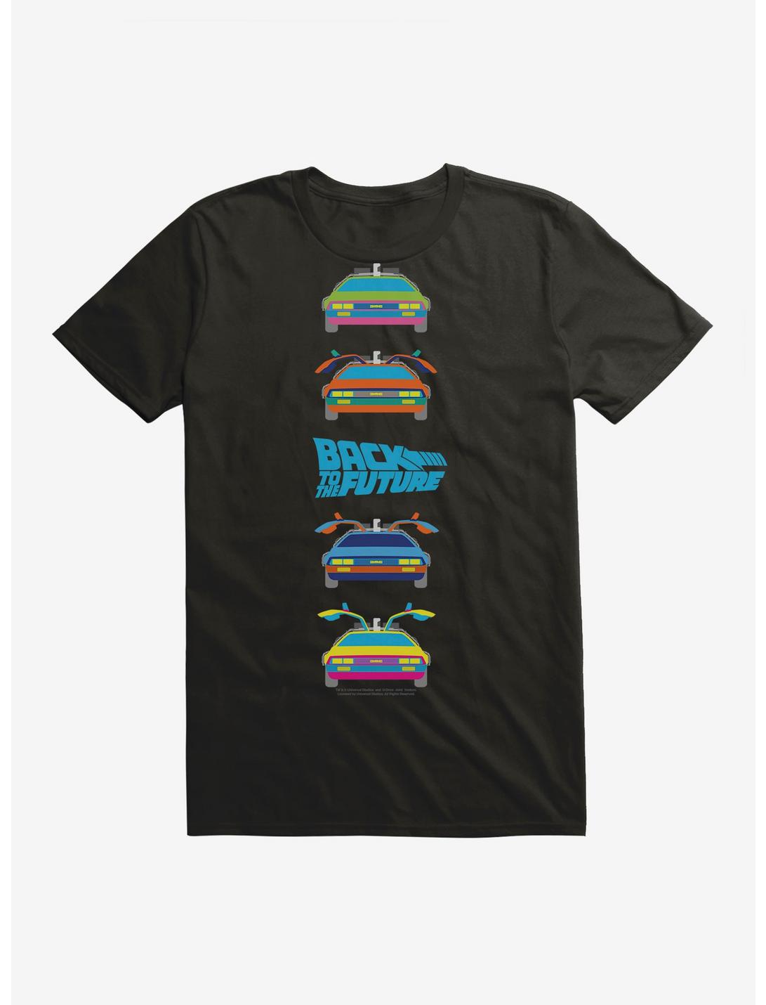 Back To The Future Neon DeLorean T-Shirt, BLACK, hi-res