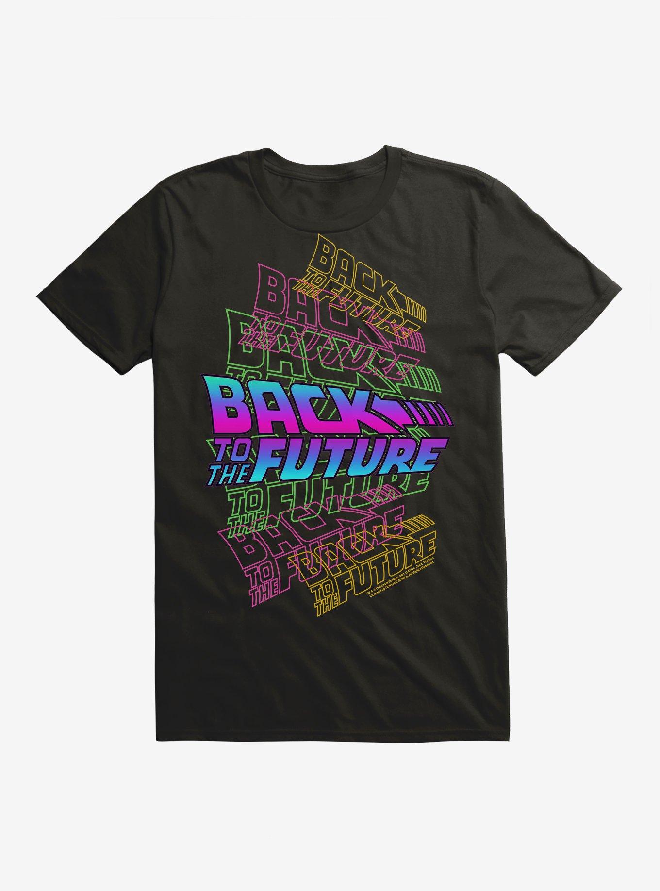 Back To The Future Neon Kaleidoscpoe Logo T-Shirt, BLACK, hi-res