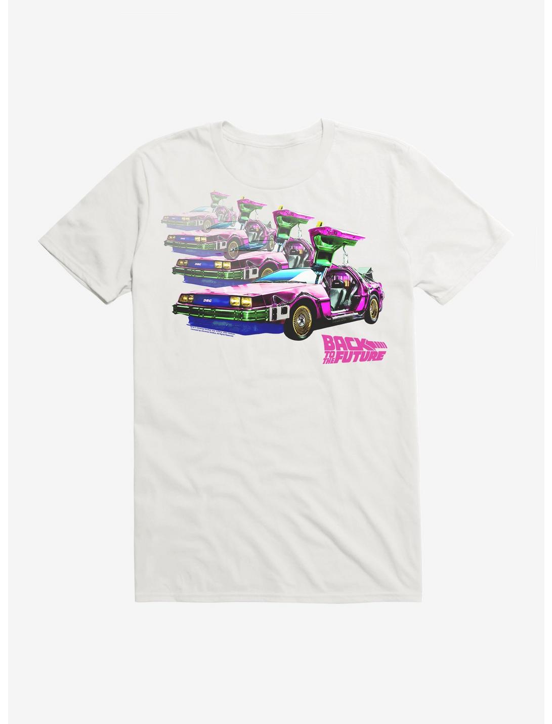 Back To The Future Neon Time On Repeat T-Shirt, WHITE, hi-res