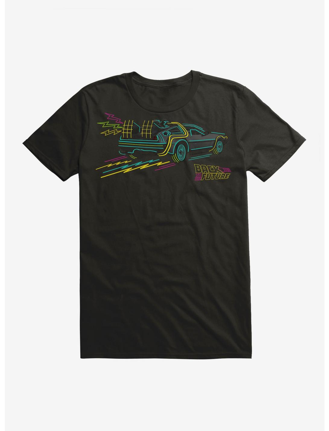 Back To The Future Neon DeLorean Go T-Shirt, BLACK, hi-res