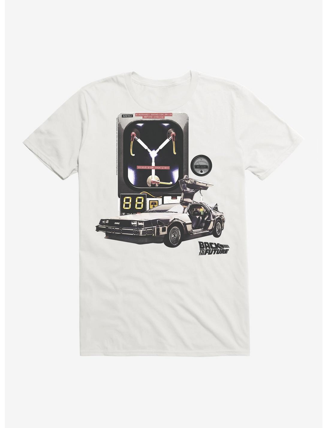 Back To The Future DeLorean Time Machine T-Shirt, WHITE, hi-res