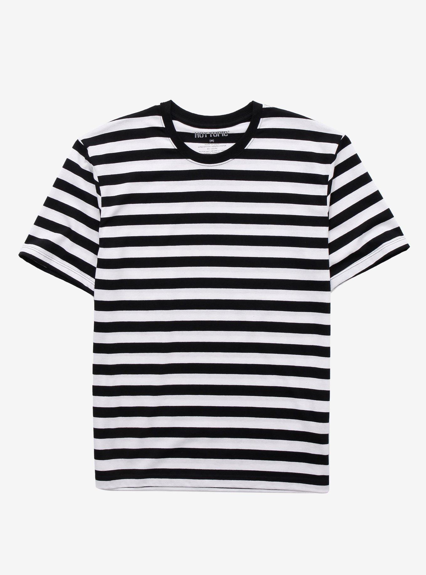 Black and 2025 white striped tee