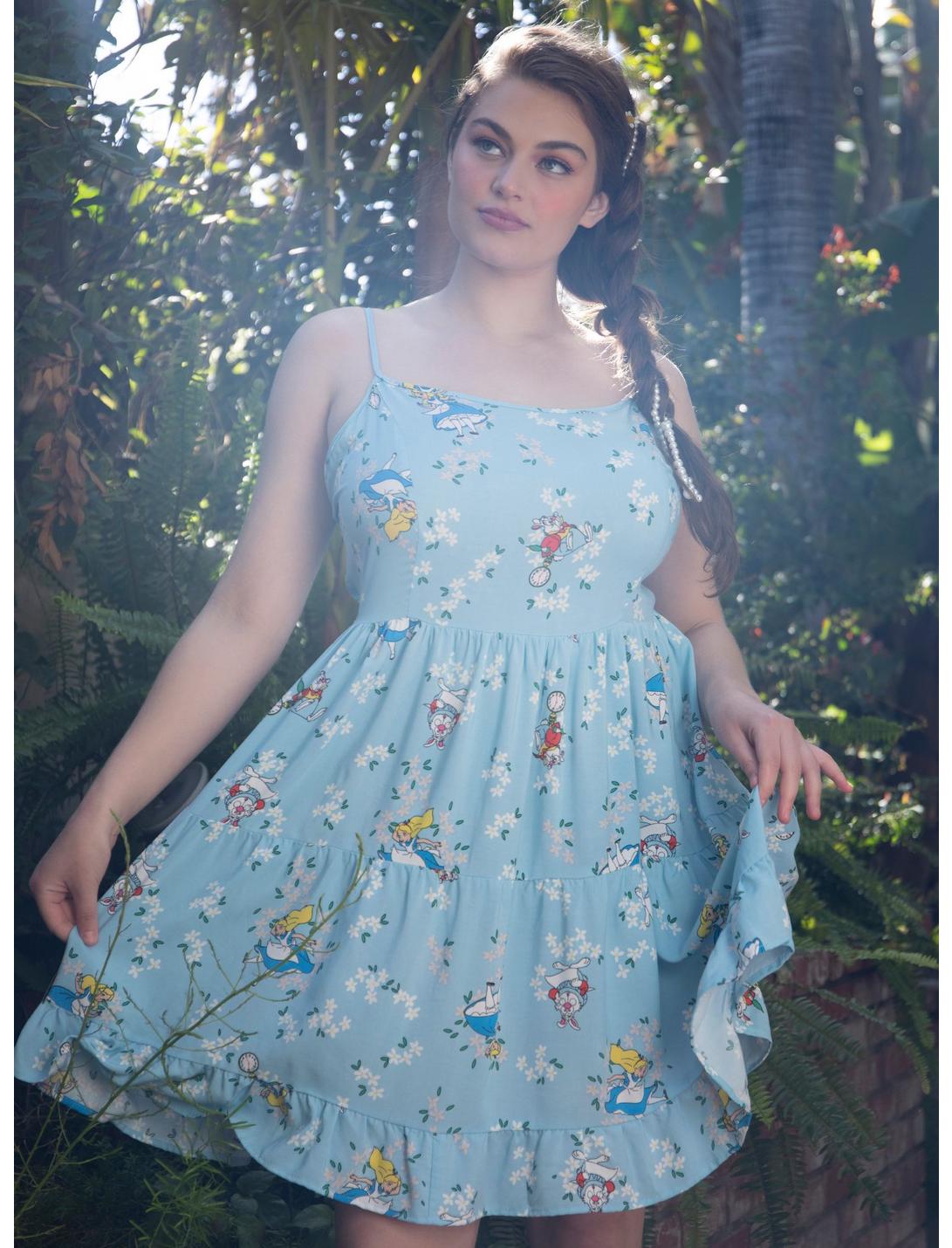 Disney Alice In Wonderland Floral Tiered Dress Plus Size, MULTI, hi-res