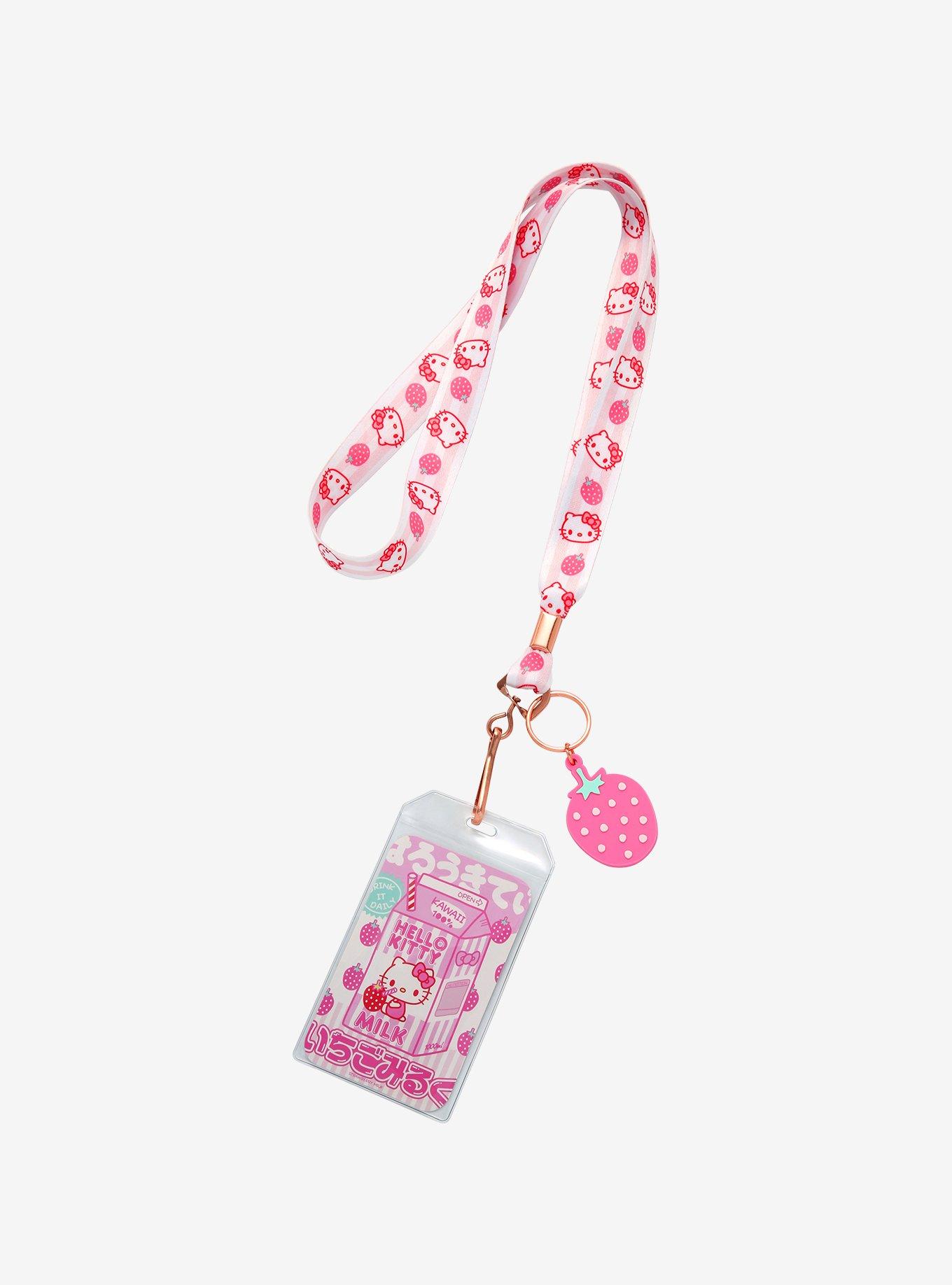 Hello Kitty Strawberry Milk Lanyard, , hi-res