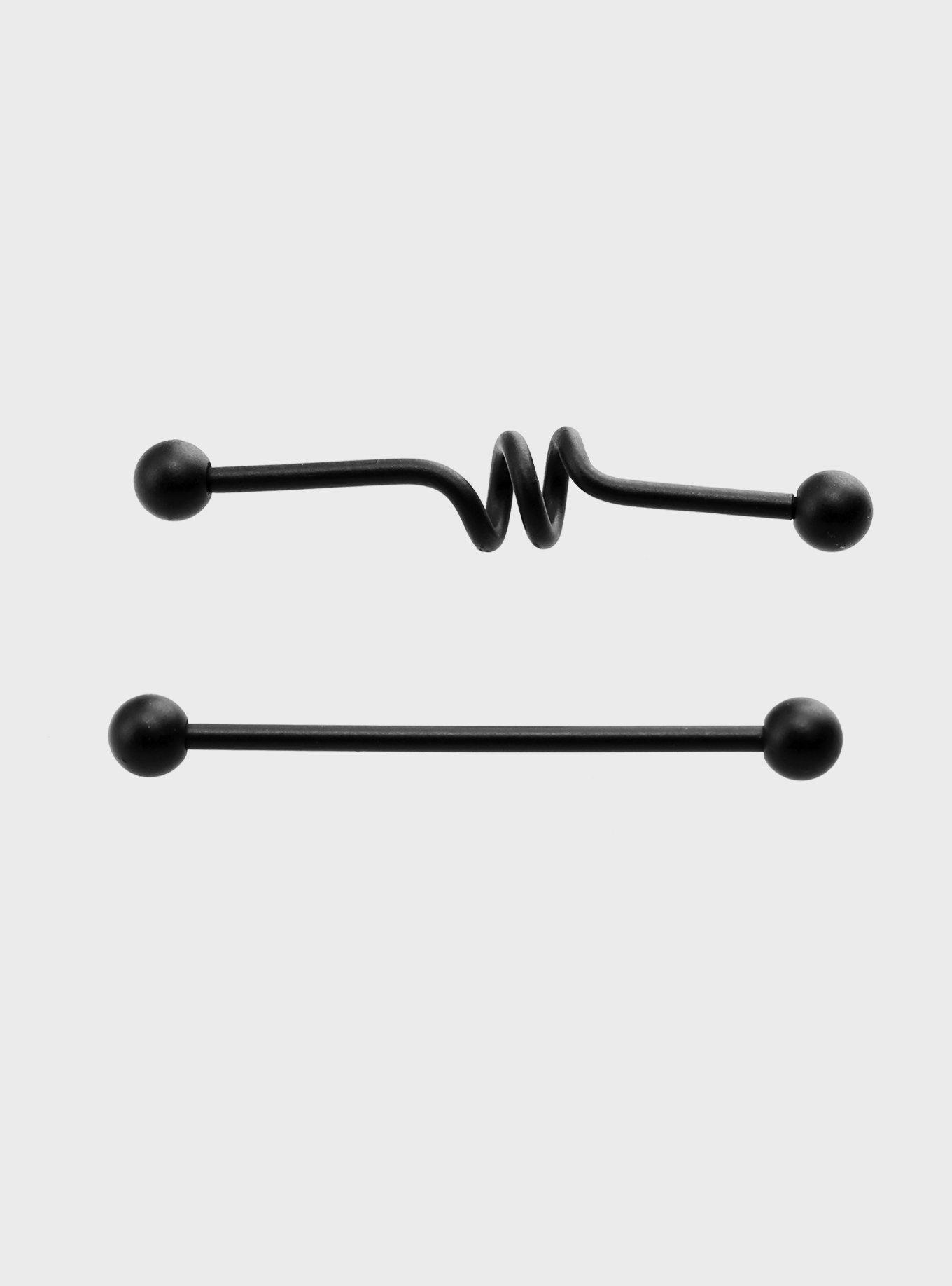 Steel Matte Black Spiral Industrial Barbell 2 Pack, , hi-res