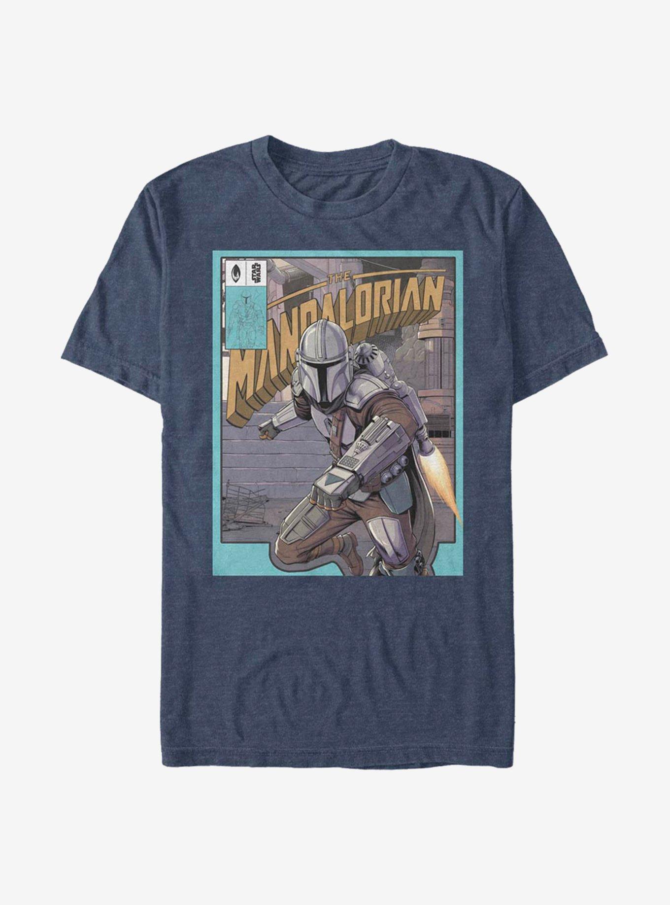 Star Wars The Mandalorian Flight Poster T-Shirt, NAVY HTR, hi-res